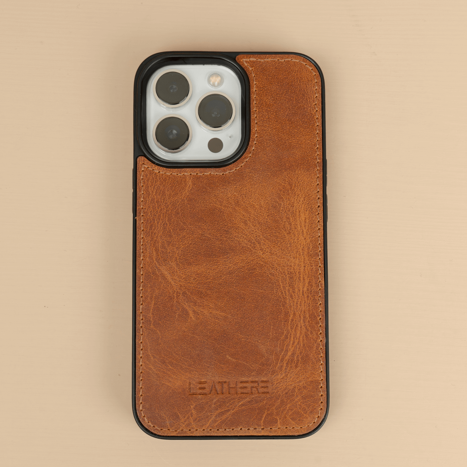 iPhone 16 Series Brown Leather Wallet Case - New York
