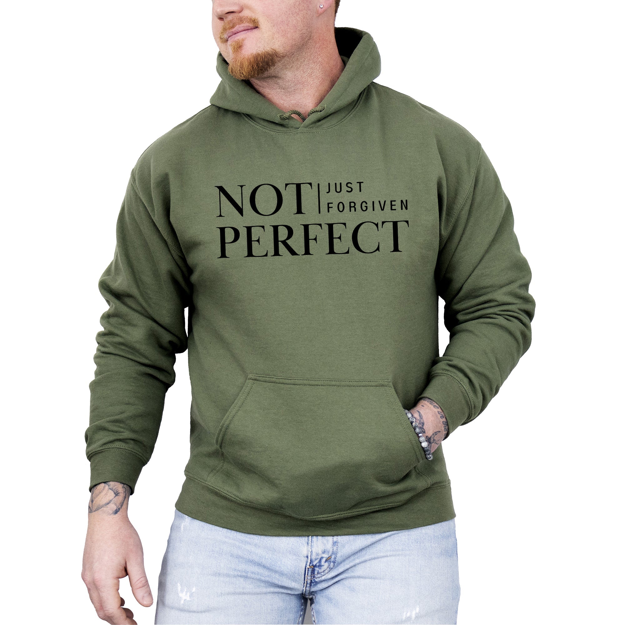 Not Perfect, Just Forgiven, Jesus, Christian, Religious, Gospel, Faith Hooded Sweatshirt