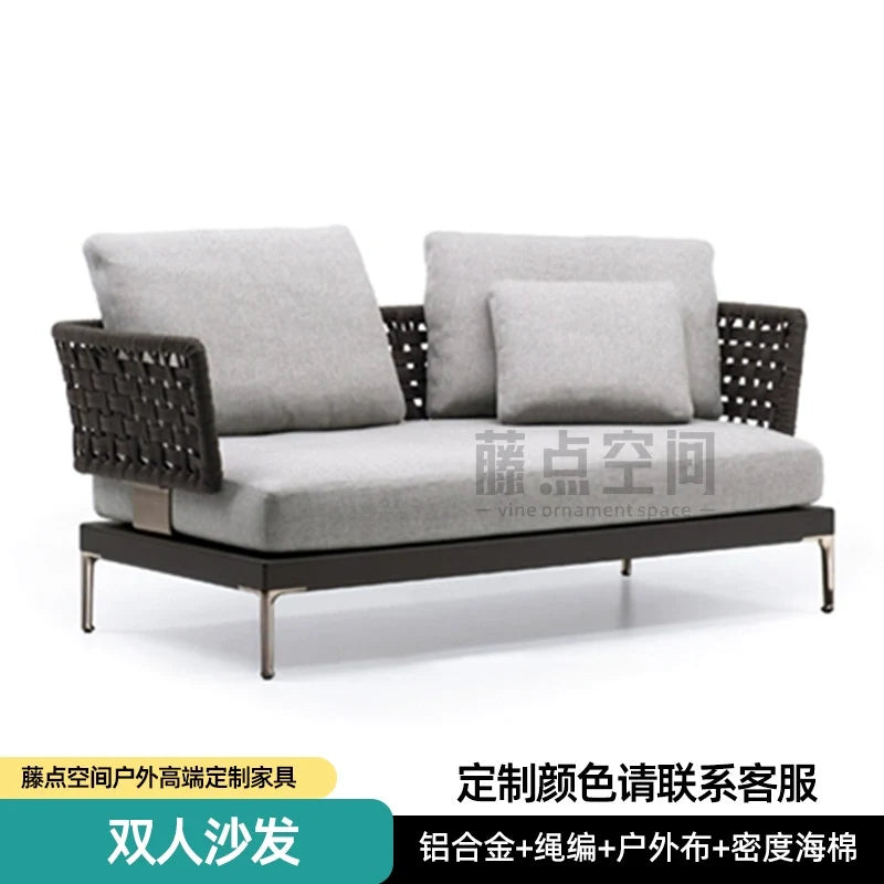 Scandinavian Corner Teak Rainproof Rattan Furniture