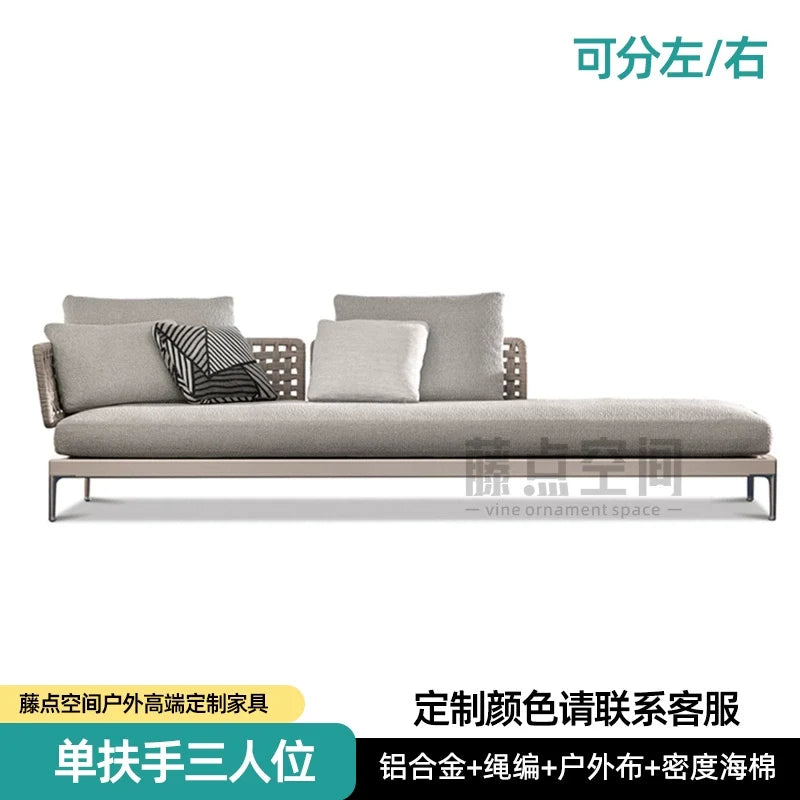 Scandinavian Corner Teak Rainproof Rattan Furniture