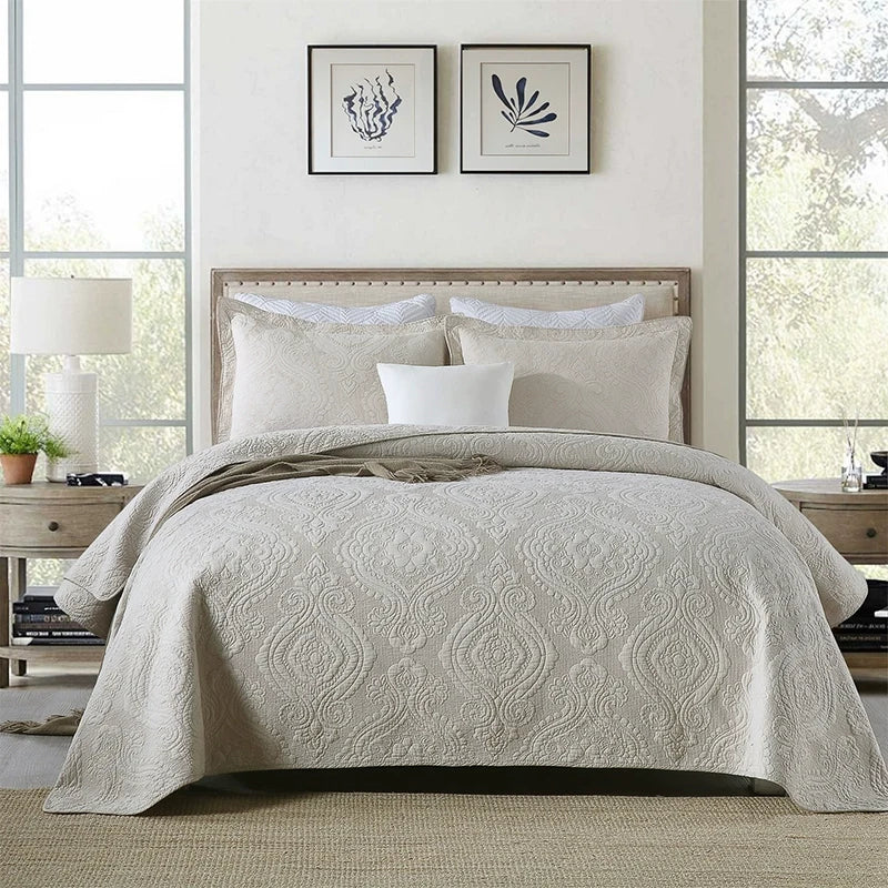 Export High-Grade Plain Embroidered Two Sides Palm Leaf Bedspread