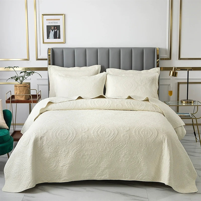 Export High-Grade Plain Embroidered Two Sides Palm Leaf Bedspread