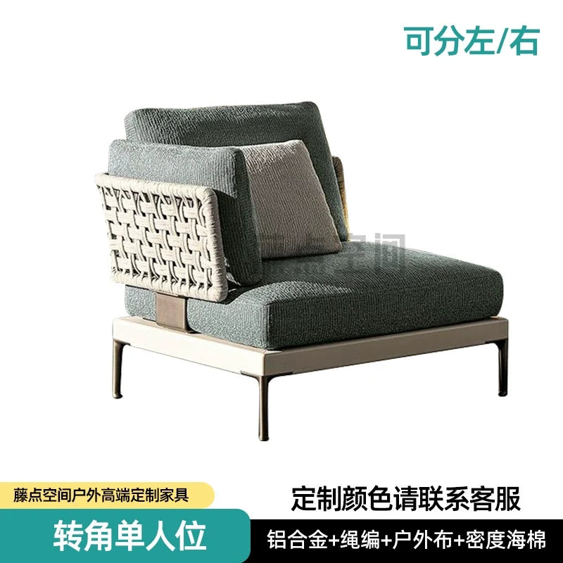 Scandinavian Corner Teak Rainproof Rattan Furniture