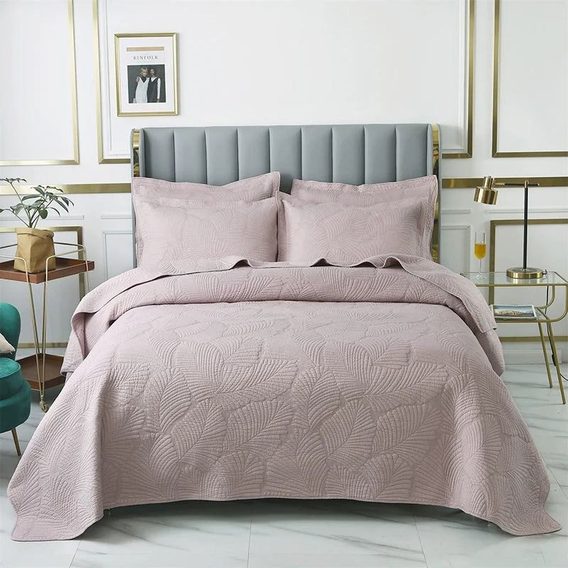 Export High-Grade Plain Embroidered Two Sides Palm Leaf Bedspread