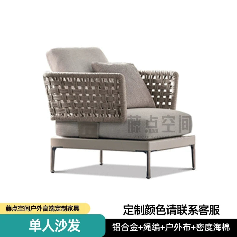 Scandinavian Corner Teak Rainproof Rattan Furniture