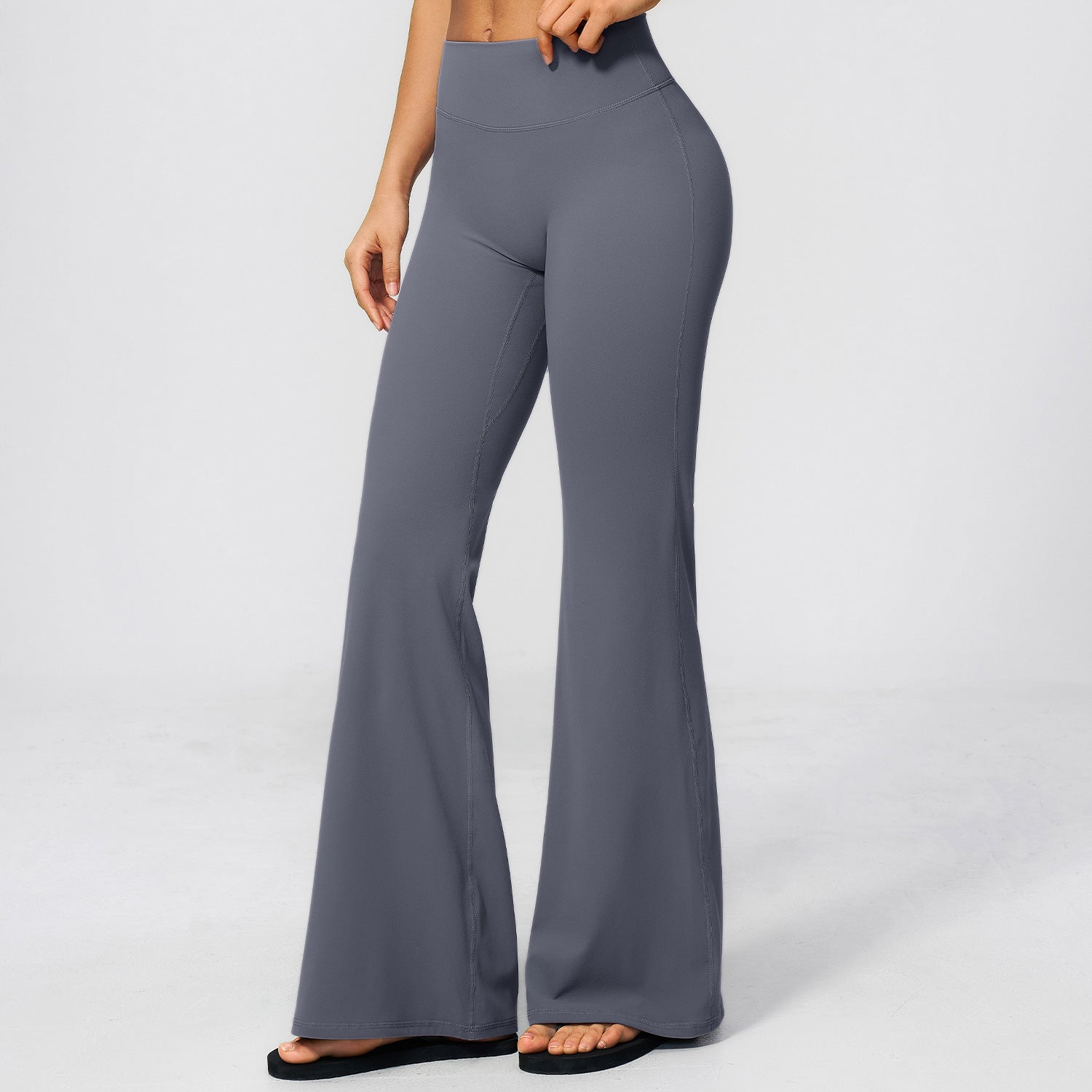 Summer Brushed Yoga Trousers High Waist Shaping Outdoor Running Sports Fitness Bell Bottom Pants Women