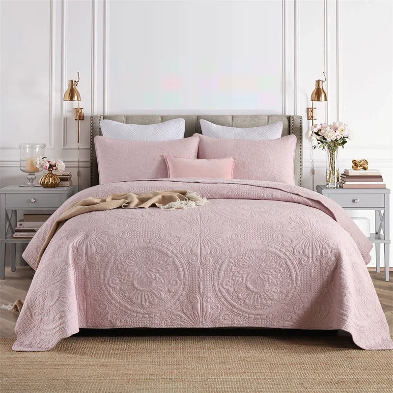 Export High-Grade Plain Embroidered Two Sides Palm Leaf Bedspread