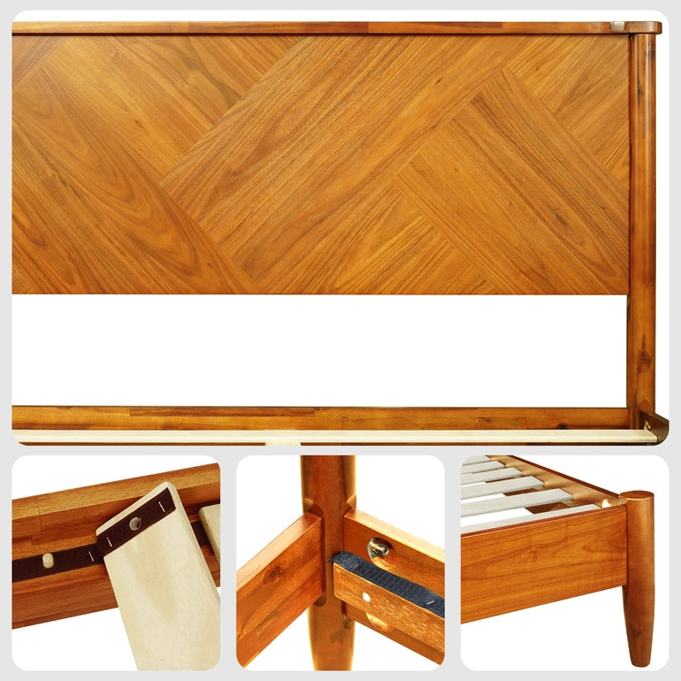 Panthera Solid Wood Bed Frame With Headboard