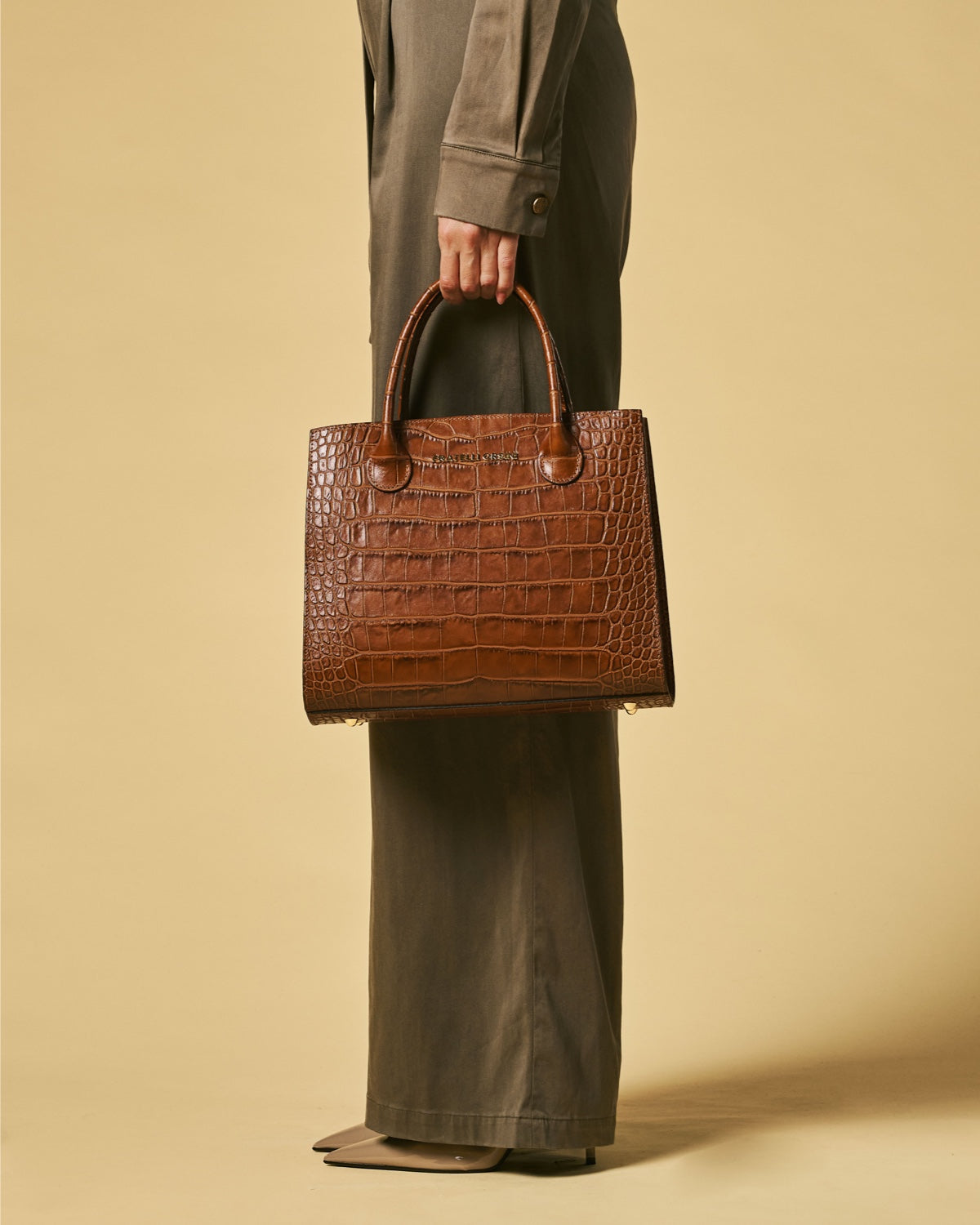 Patrizia (brown) - Italian calf leather womens handbag (with shoulder strap)
