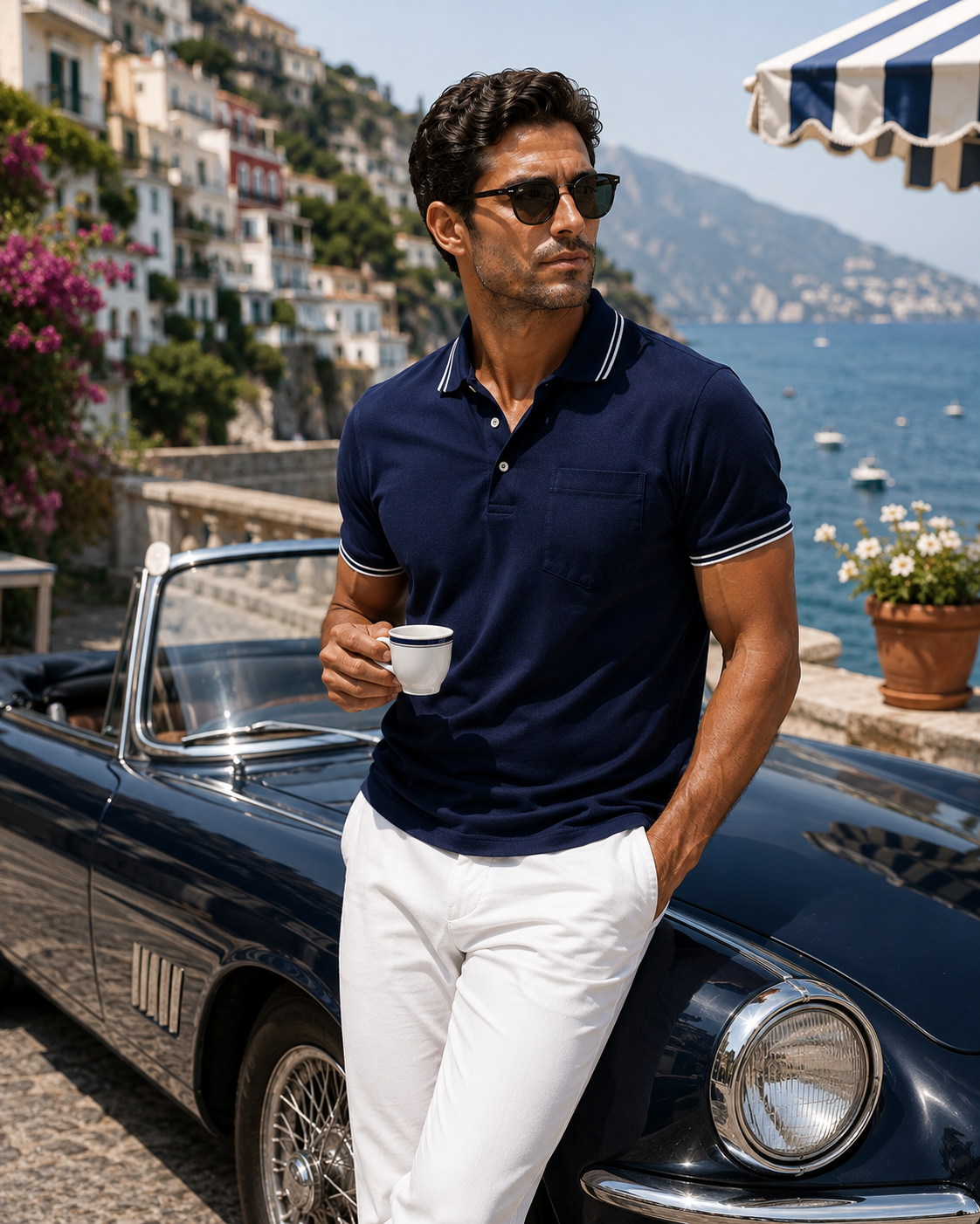Pocket Polo Shirt - Navy  - Men