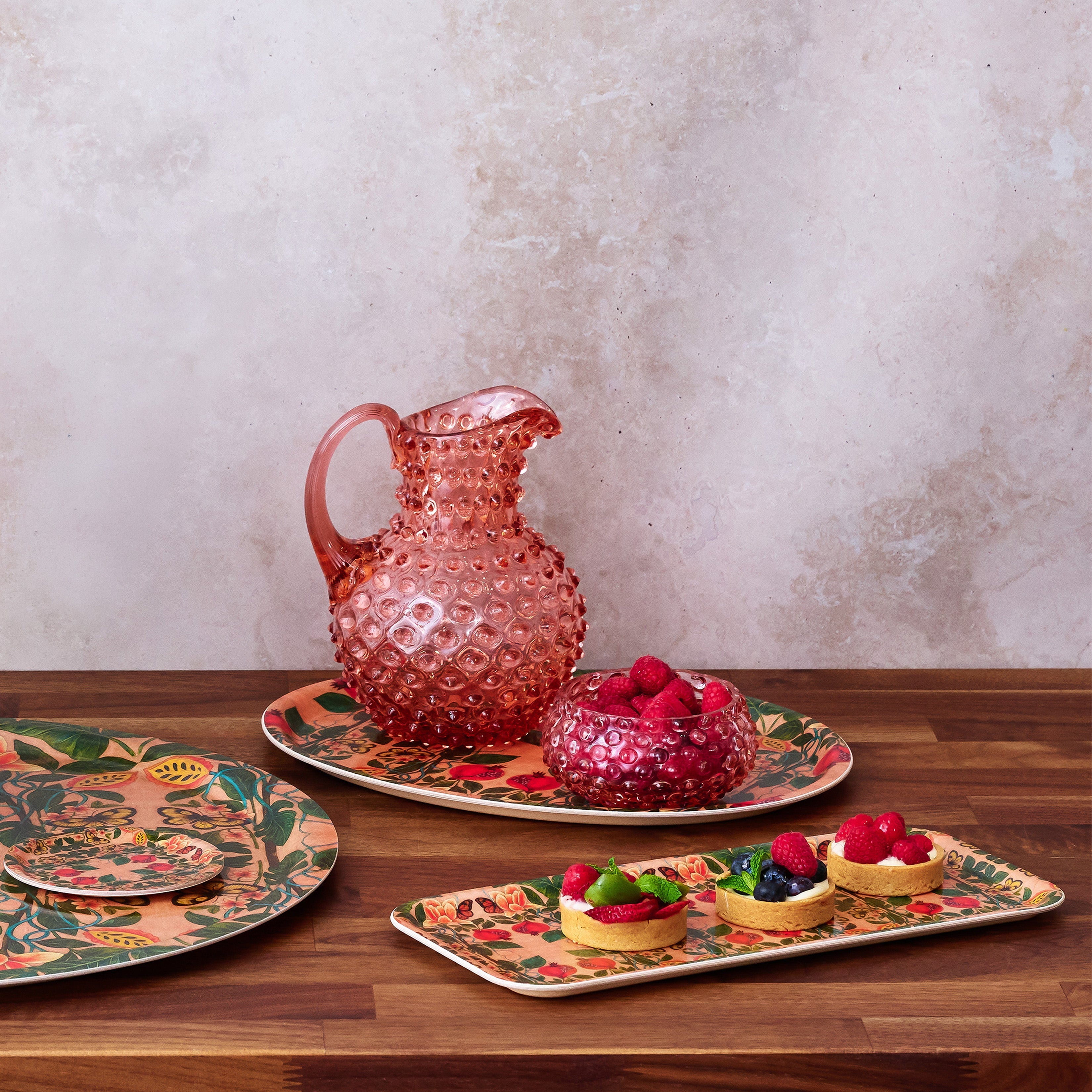 Pomegranate Migration Birchwood Decorative Tray - Oval