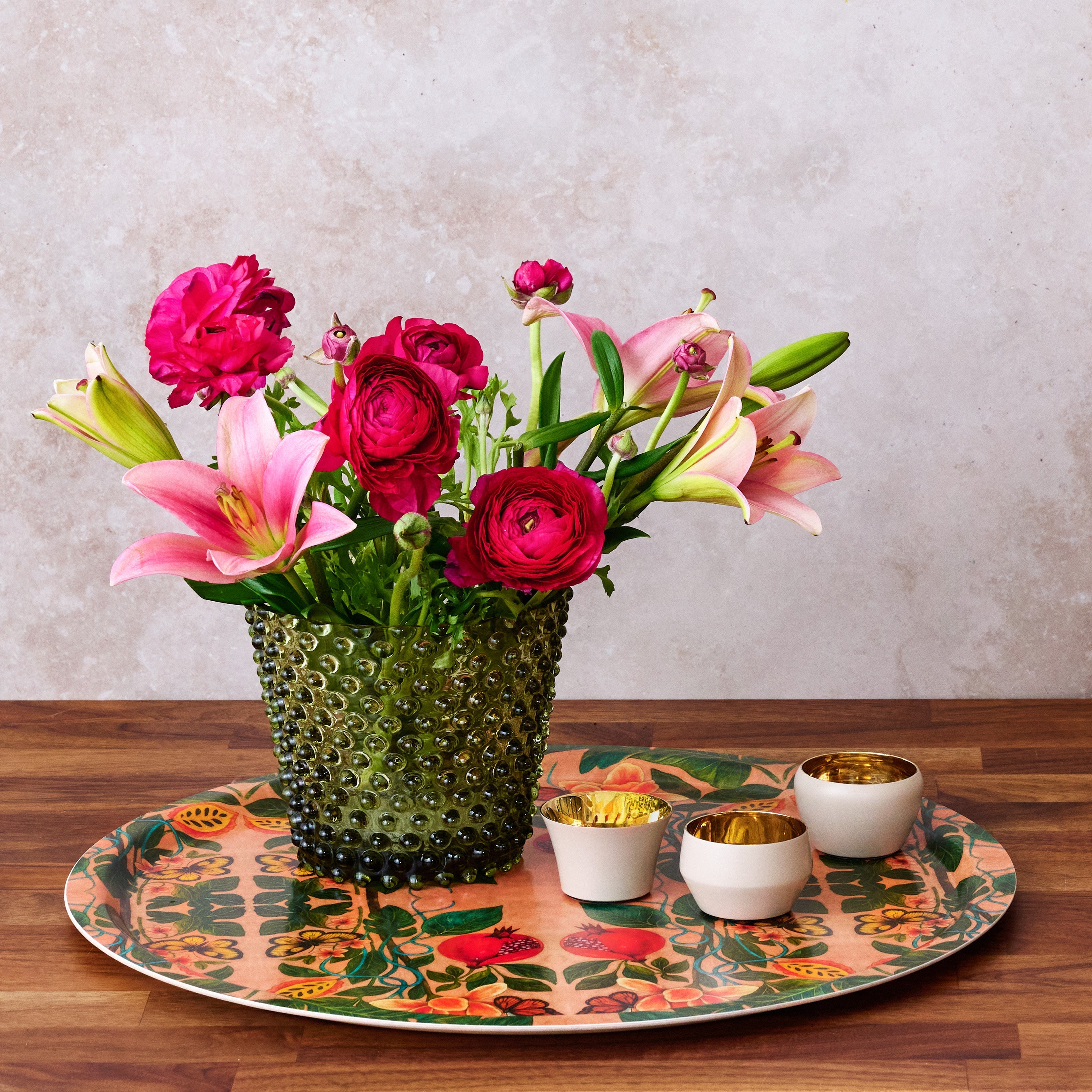 Pomegranate Migration Birchwood Decorative Tray - Round - Large