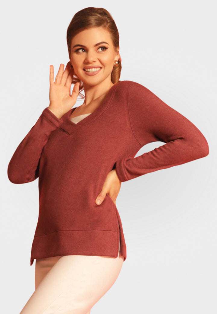 Power Vee 'Sweater' Sweatshirt - Wine - Women