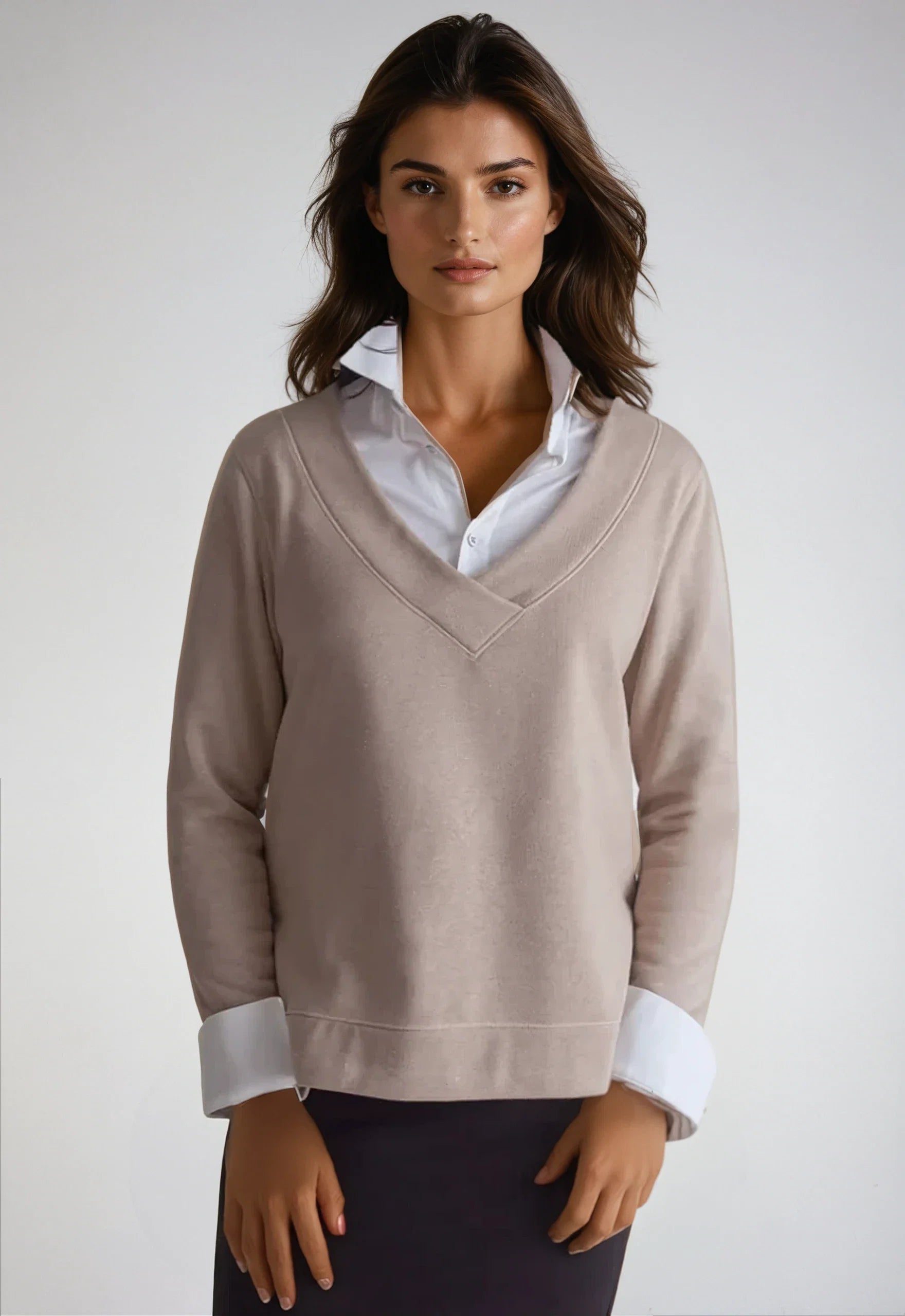Power Vee 'Sweater' Sweatshirt - Camel - Women