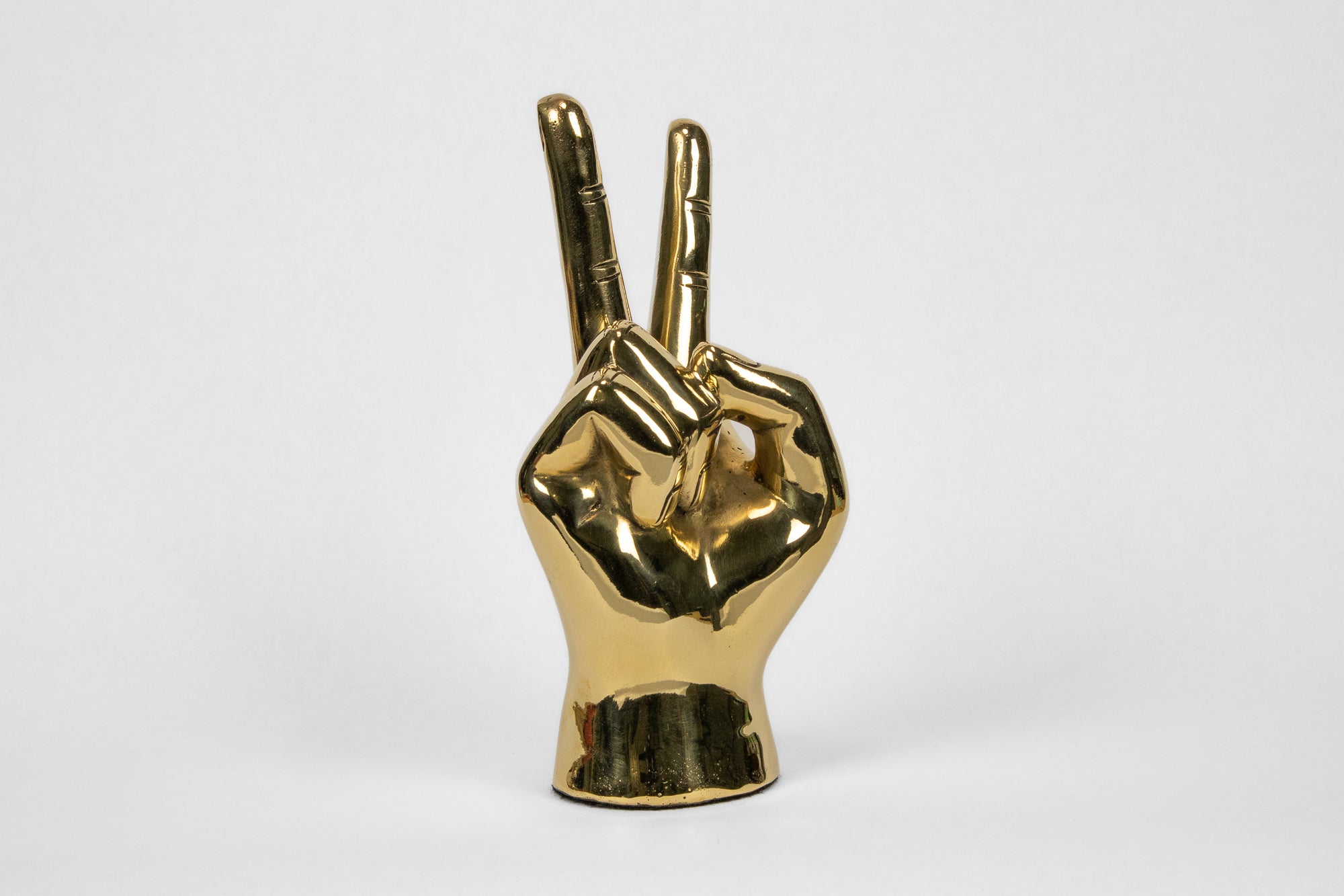 Peace Hand Sign Sculpture in Brass