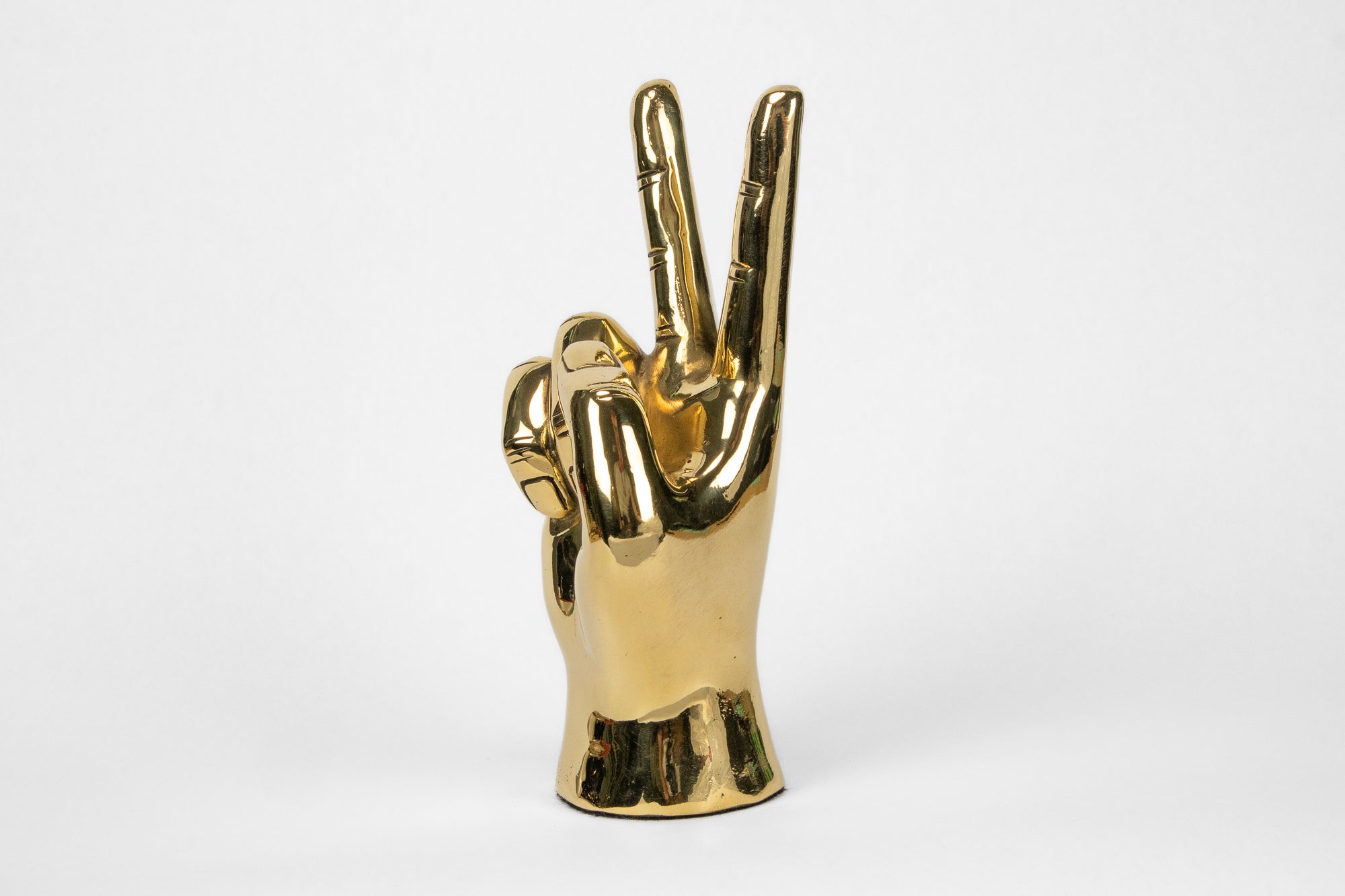 Peace Hand Sign Sculpture in Brass