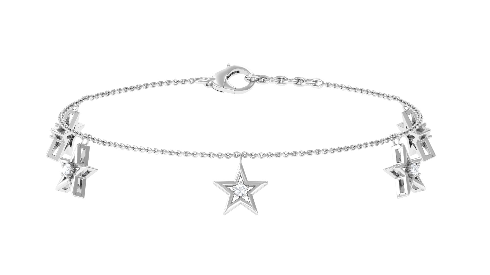 Certified Diamond Star Charm Bracelet For Women