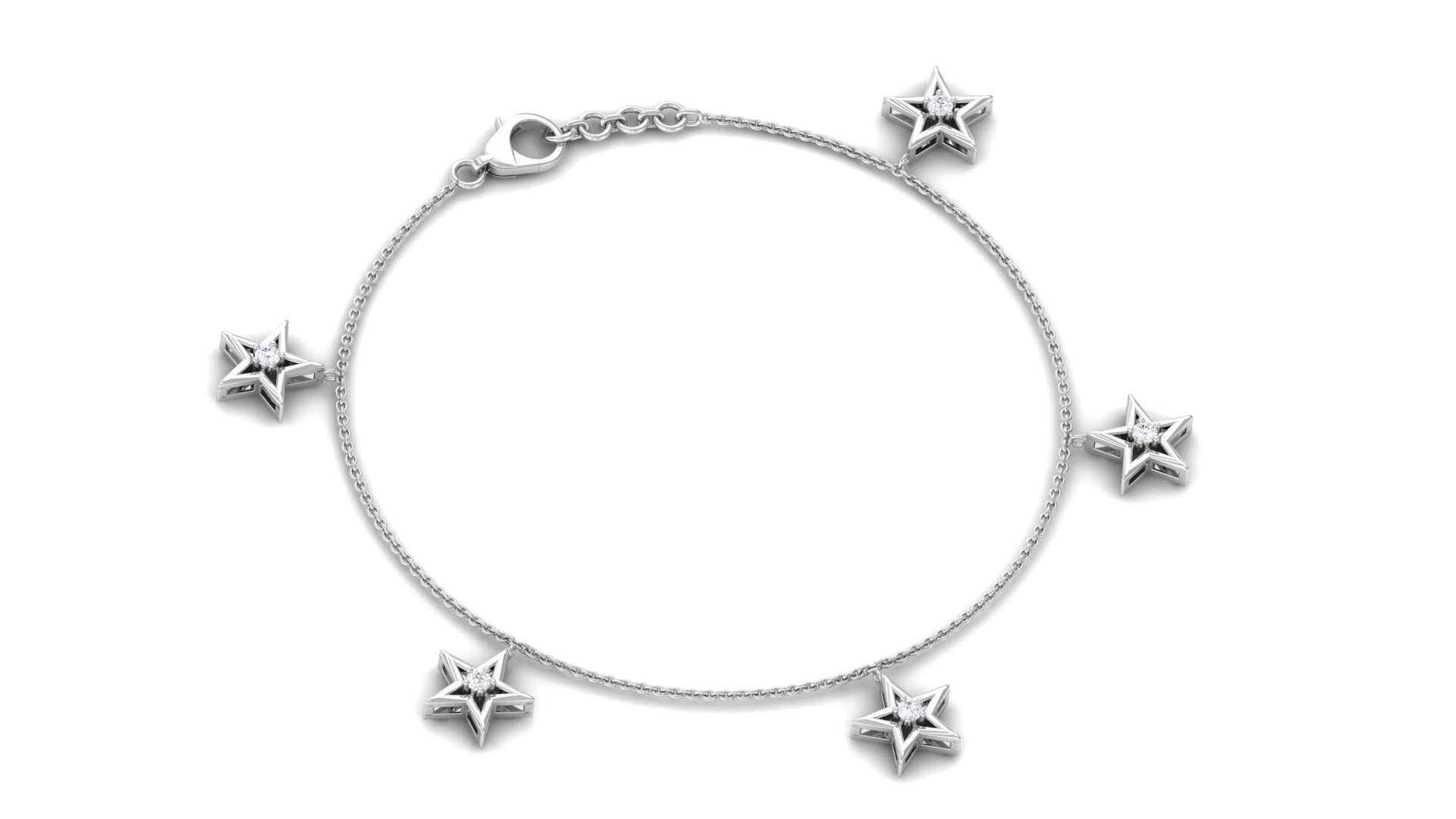 Certified Diamond Star Charm Bracelet For Women