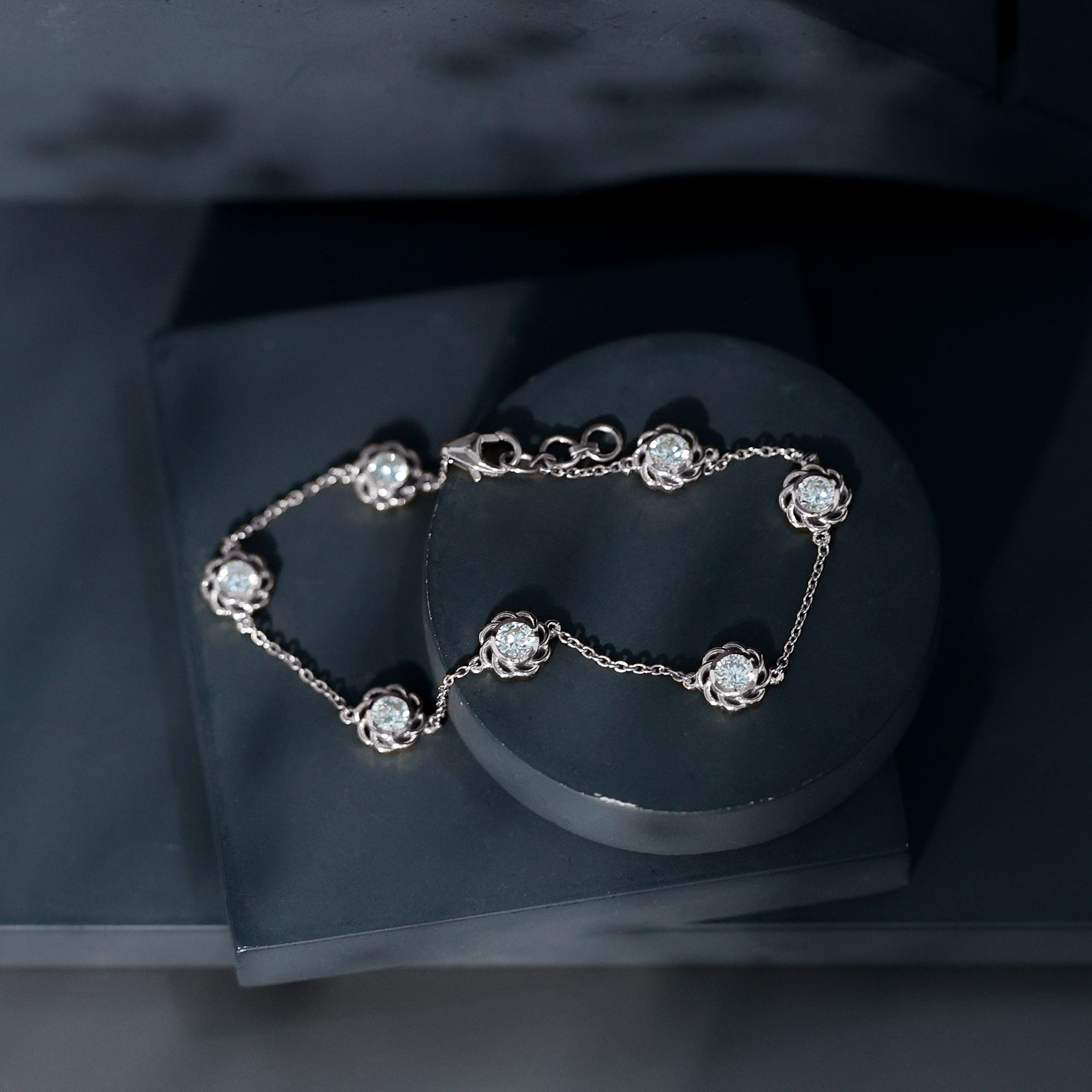 Lab Grown Diamond Station Chain Bracelet