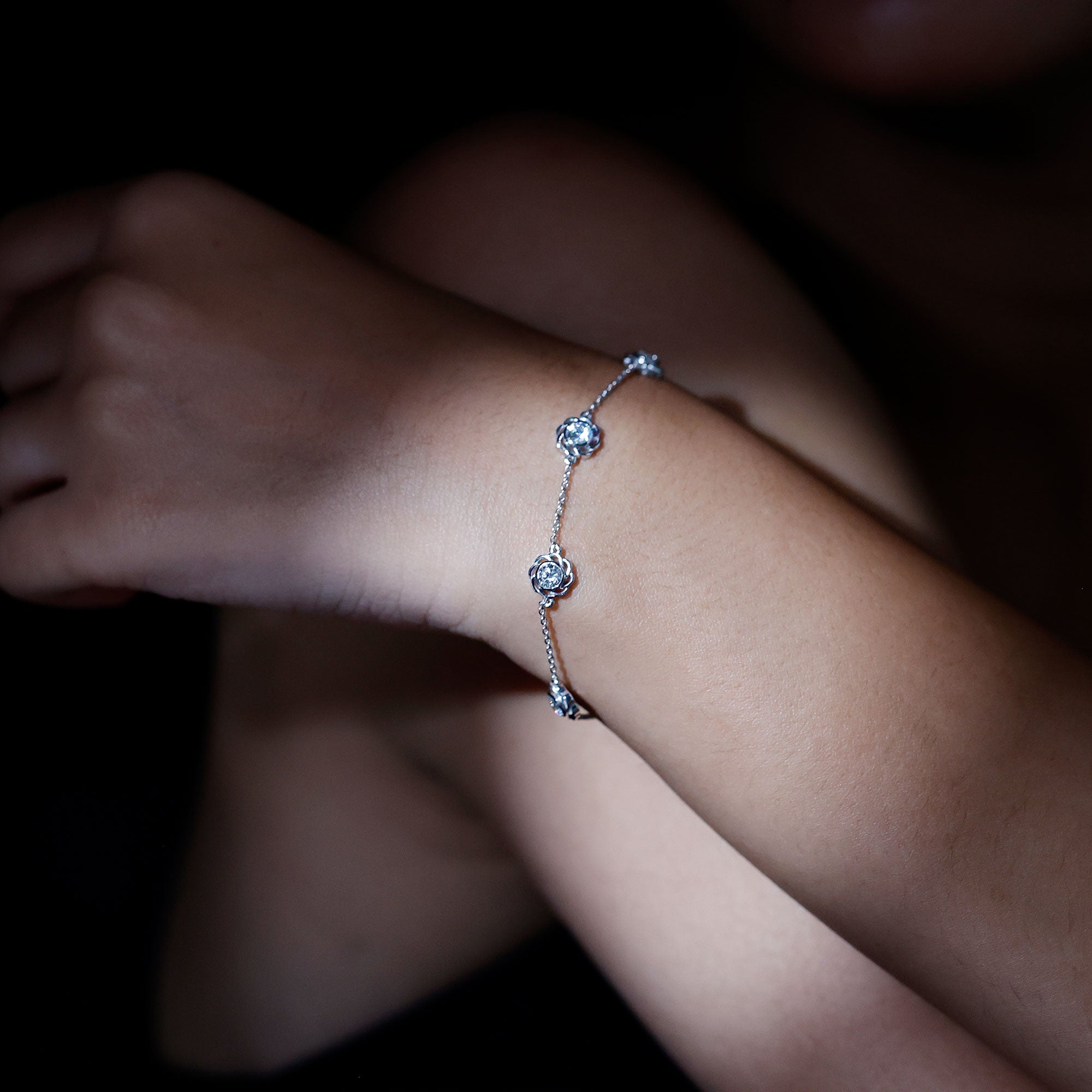 Lab Grown Diamond Station Chain Bracelet