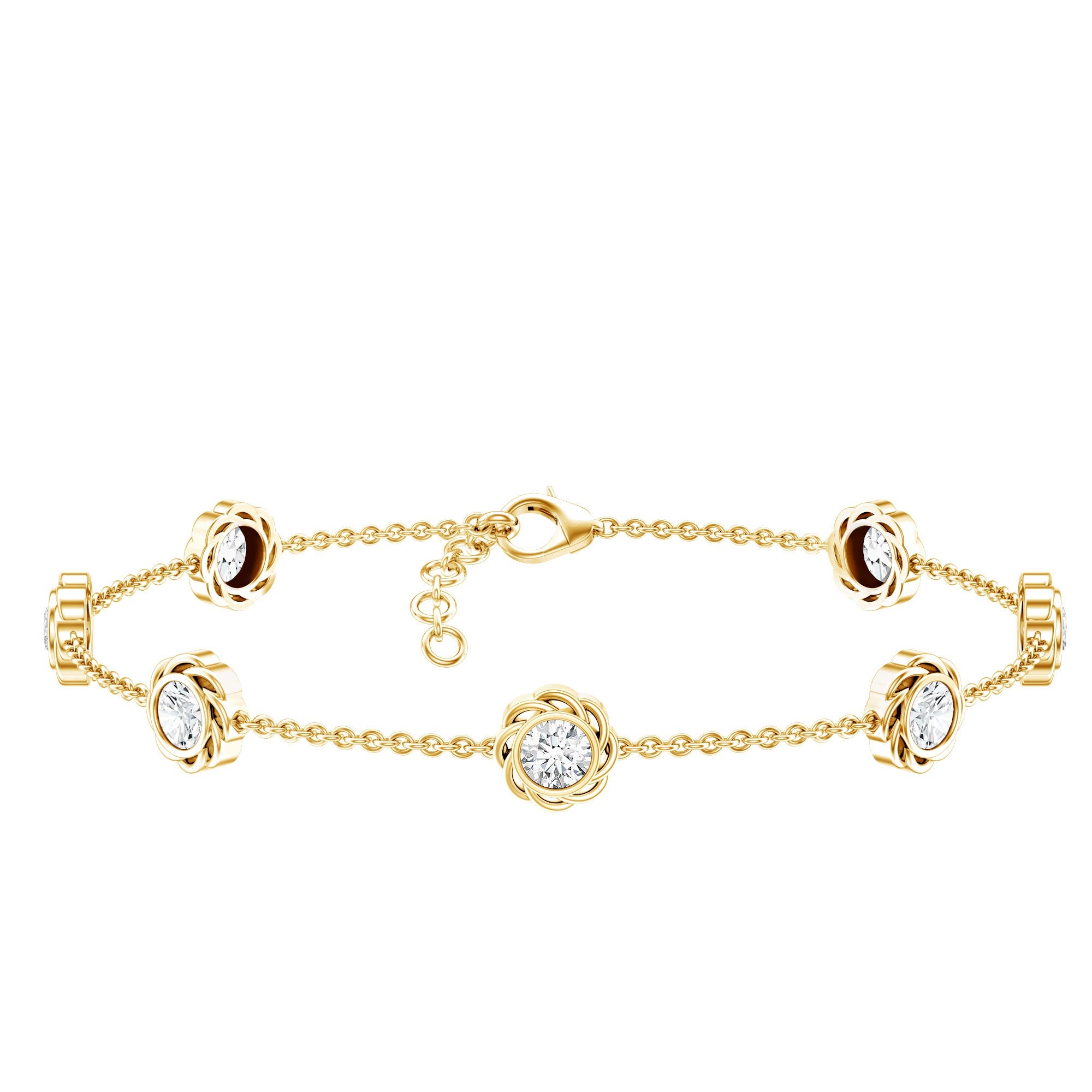 Lab Grown Diamond Station Chain Bracelet
