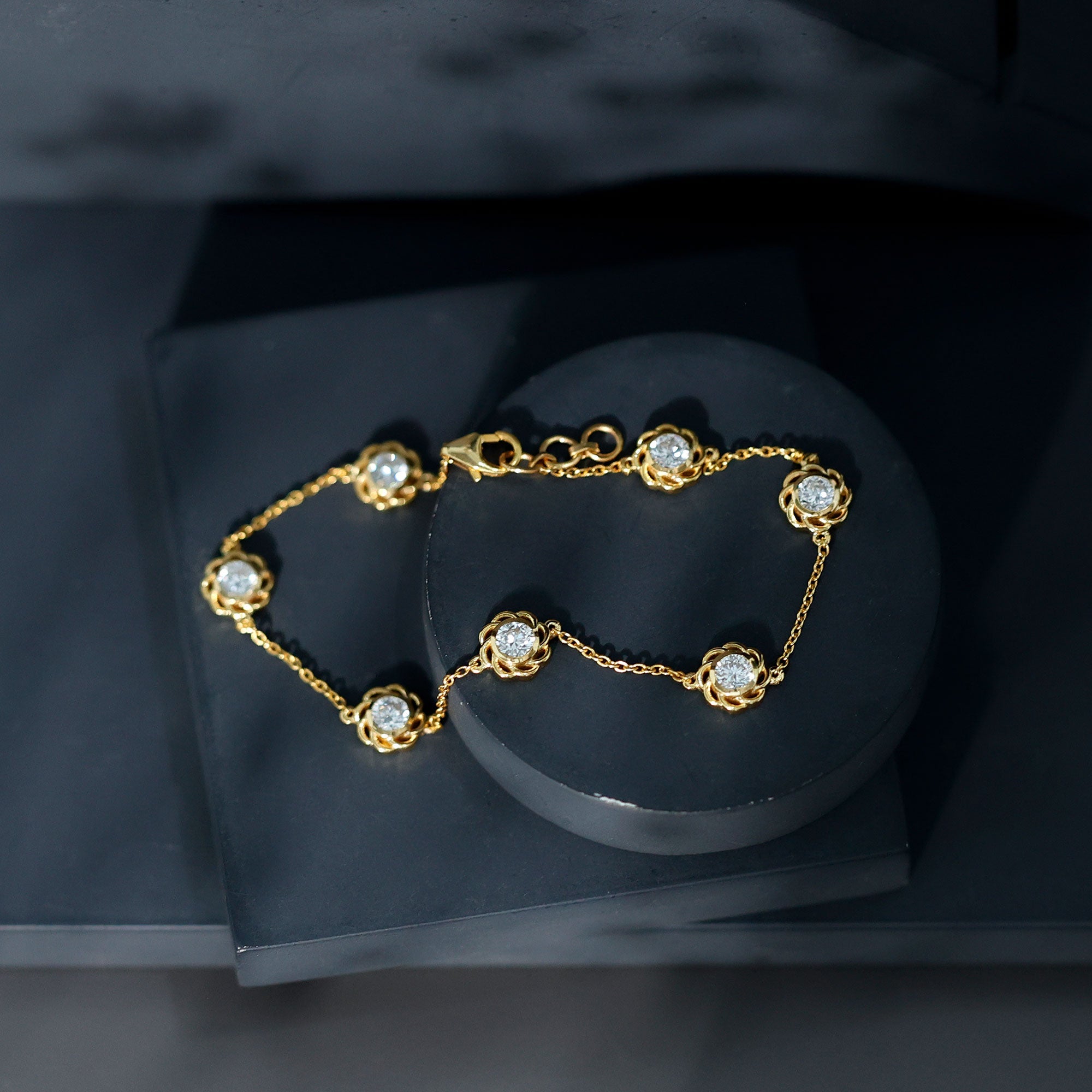 Lab Grown Diamond Station Chain Bracelet