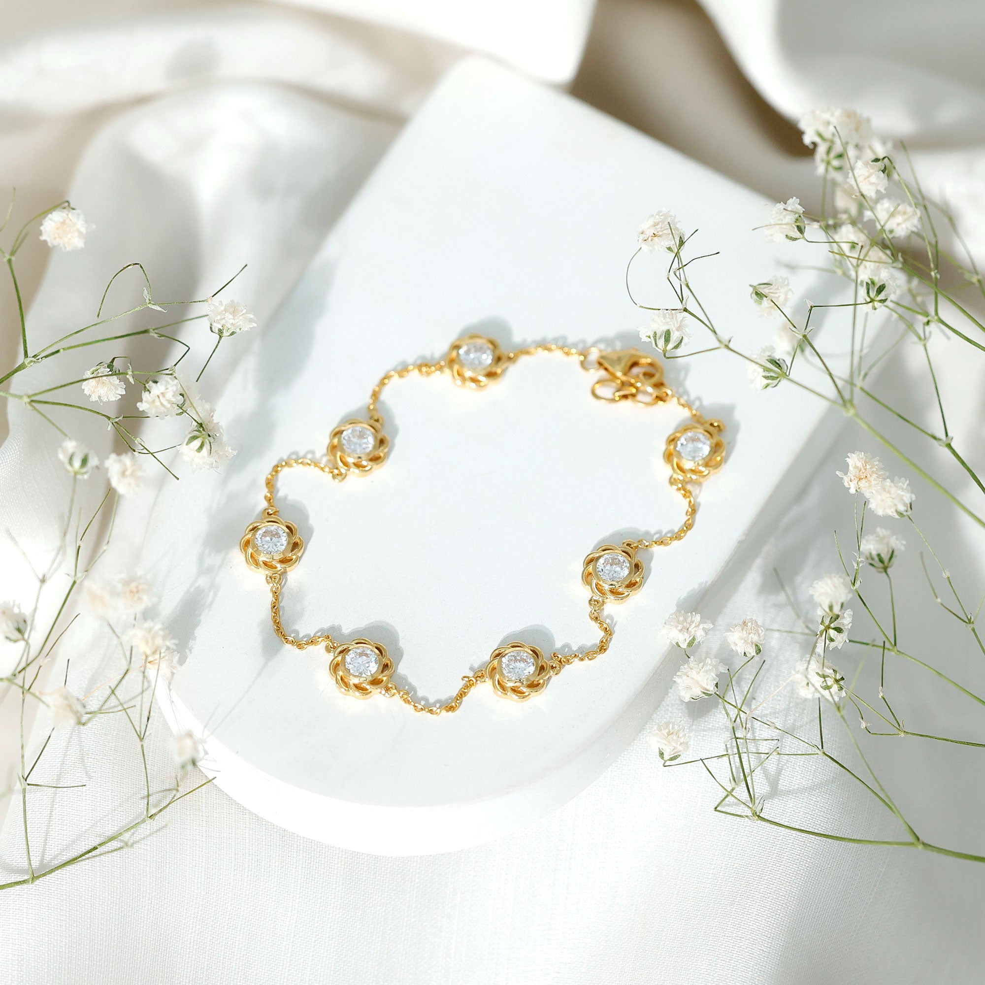 Lab Grown Diamond Station Chain Bracelet