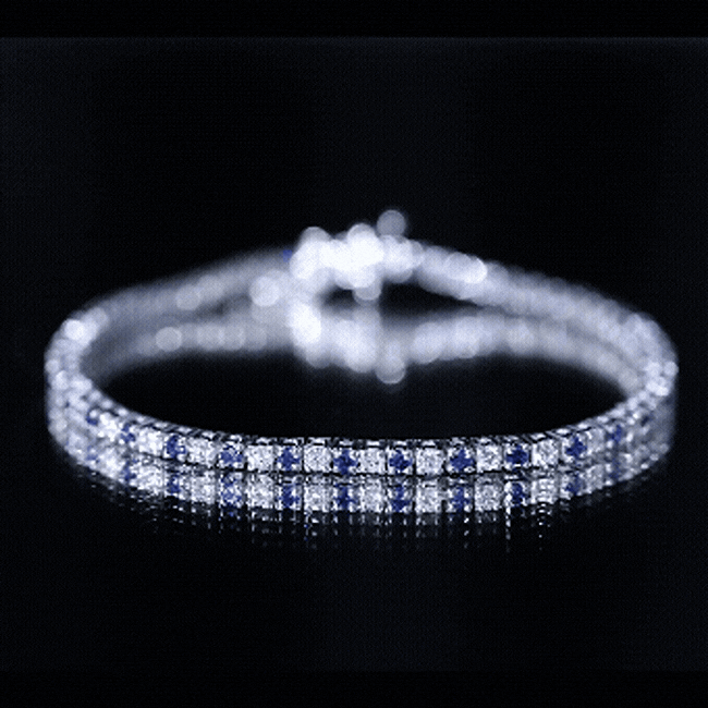 Certified Lab Grown Diamond and Sapphire Wedding Tennis Bracelet