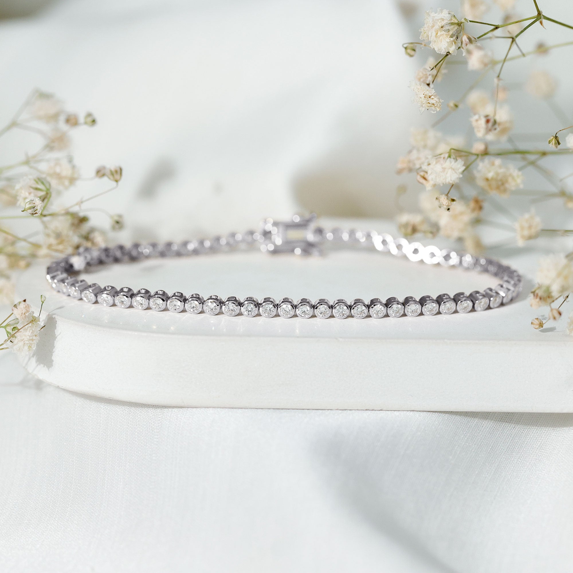 Certified Bezel Set Lab Grown Diamond Tennis Bracelet