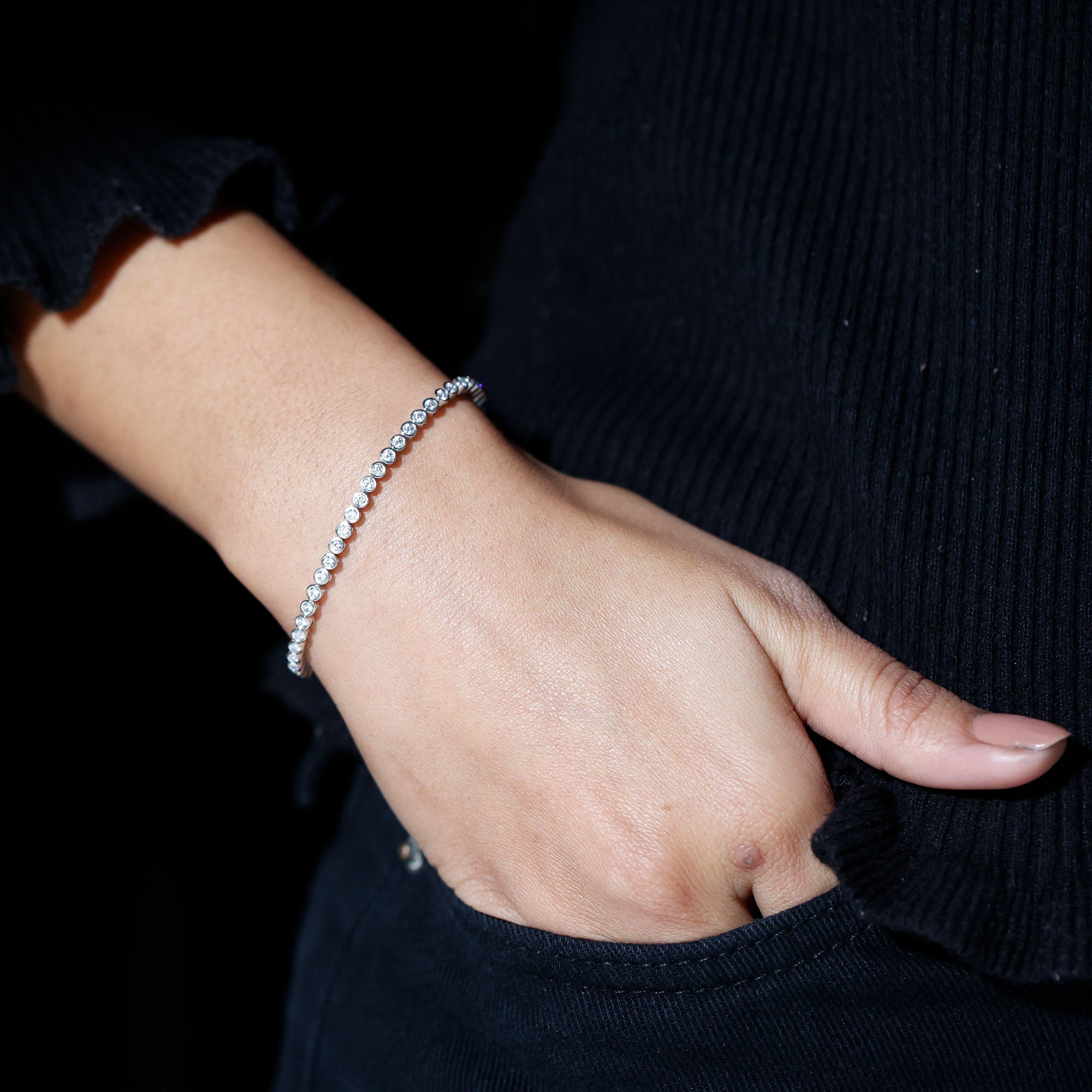 Certified Bezel Set Lab Grown Diamond Tennis Bracelet