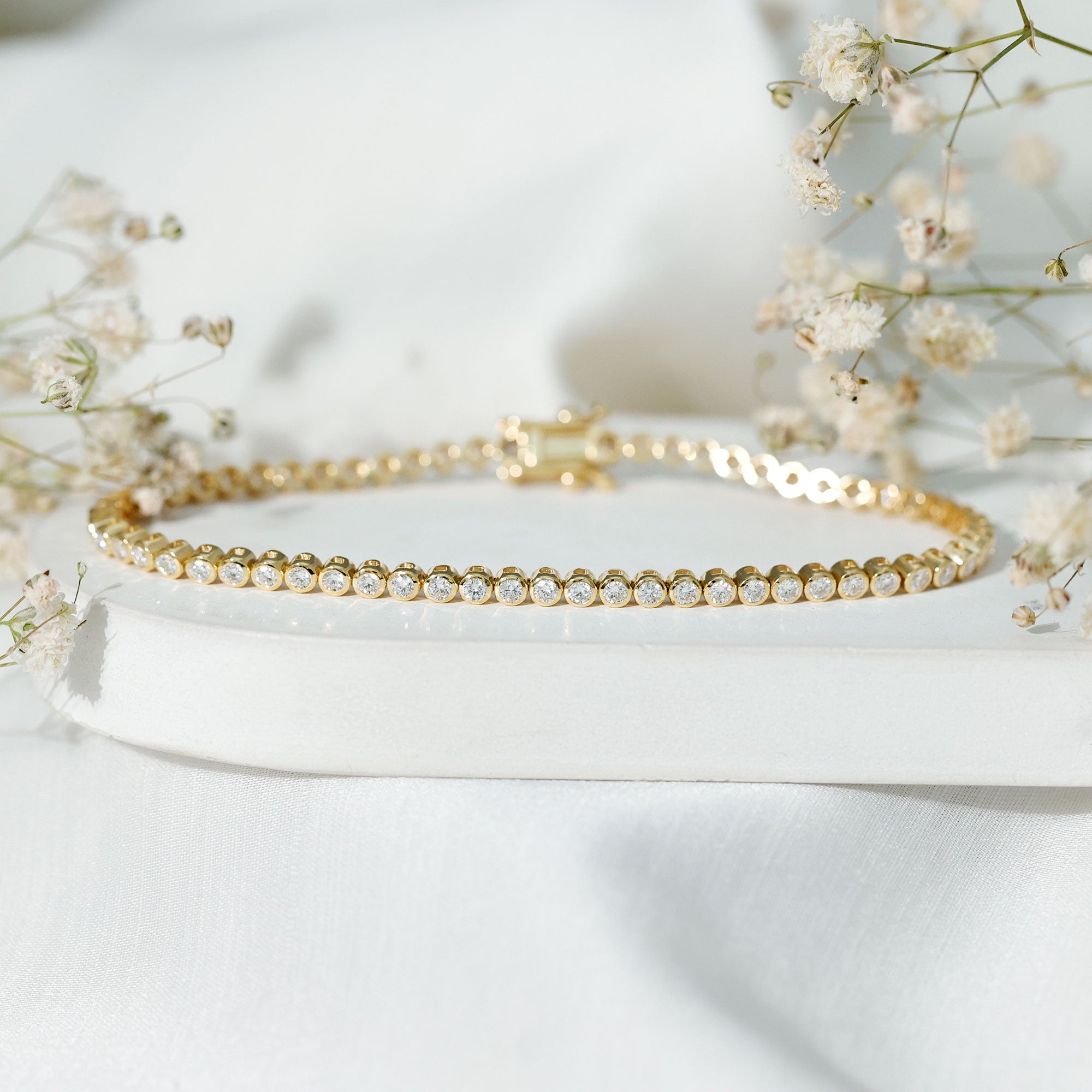 Certified Bezel Set Lab Grown Diamond Tennis Bracelet