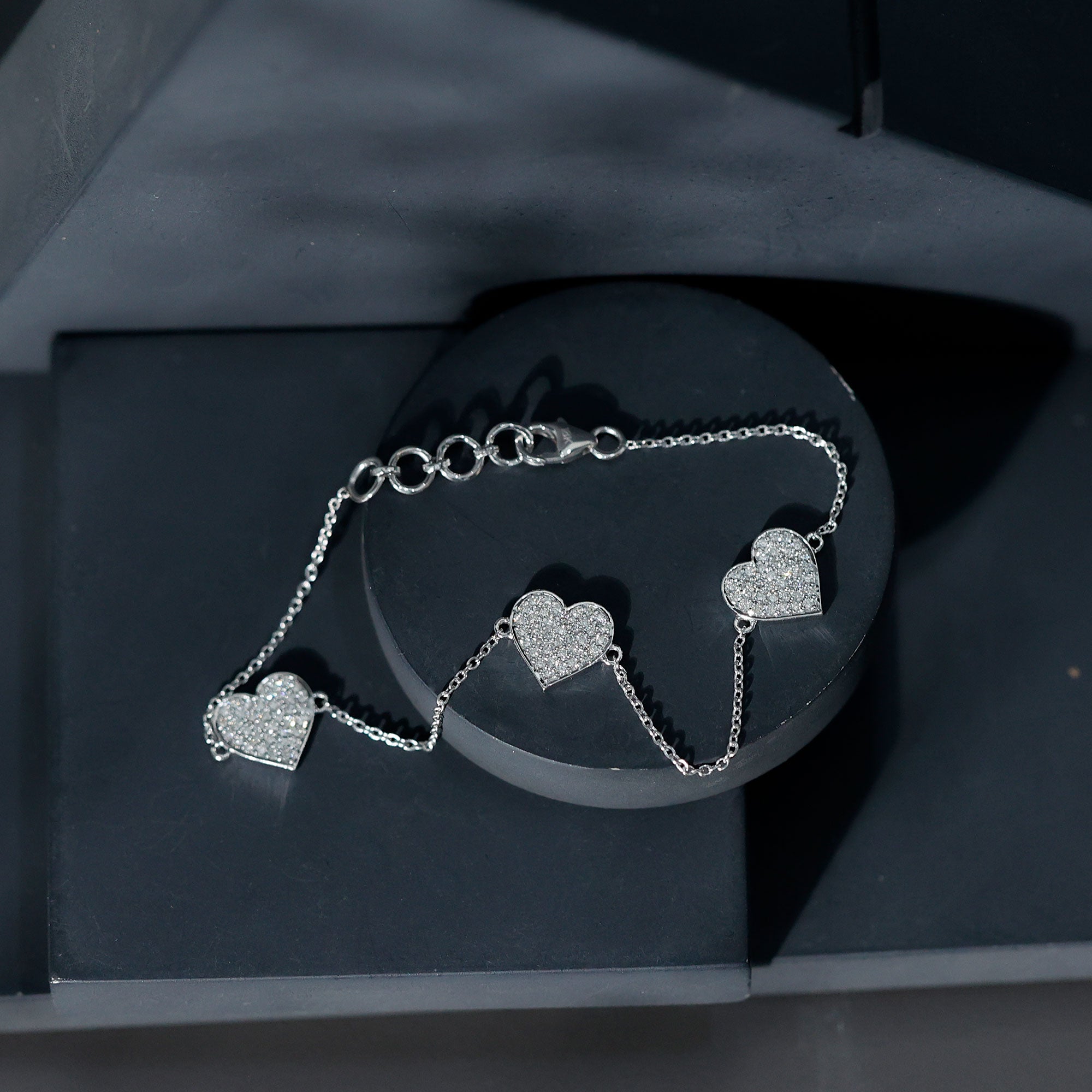 Pave Set Lab Grown Diamond Heart Bracelet for Women