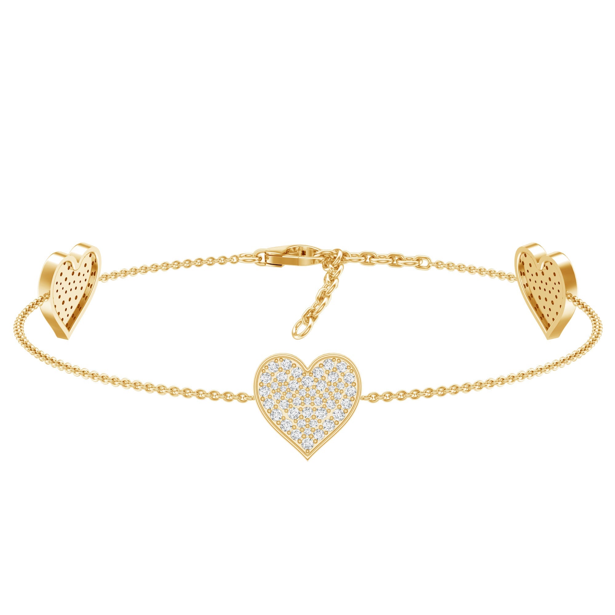 Pave Set Lab Grown Diamond Heart Bracelet for Women