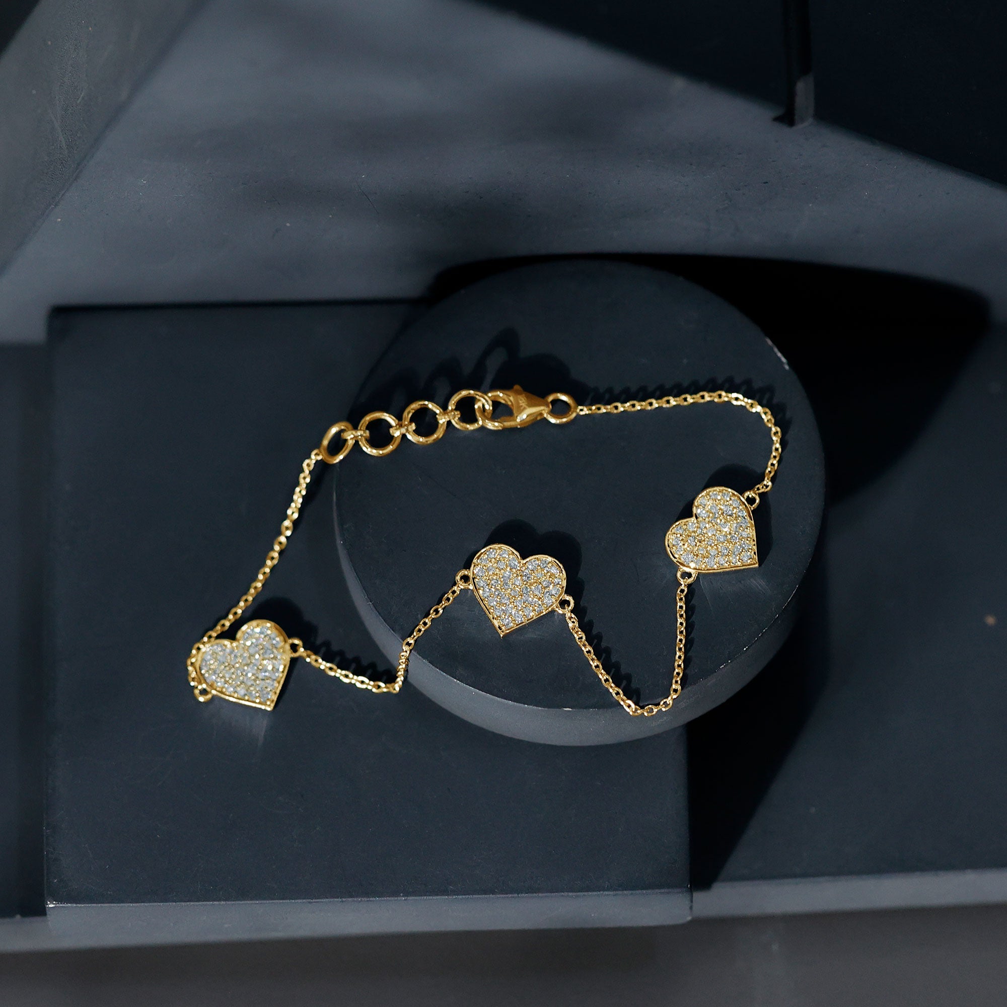 Pave Set Lab Grown Diamond Heart Bracelet for Women