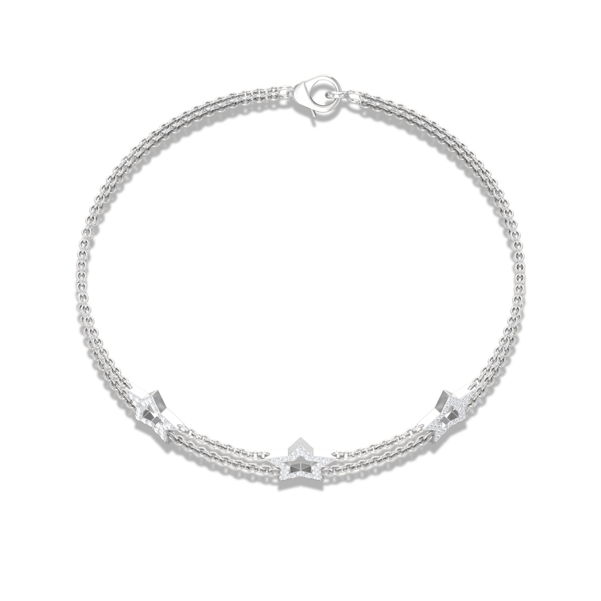 Certified Diamond Star Double Chain Bracelet