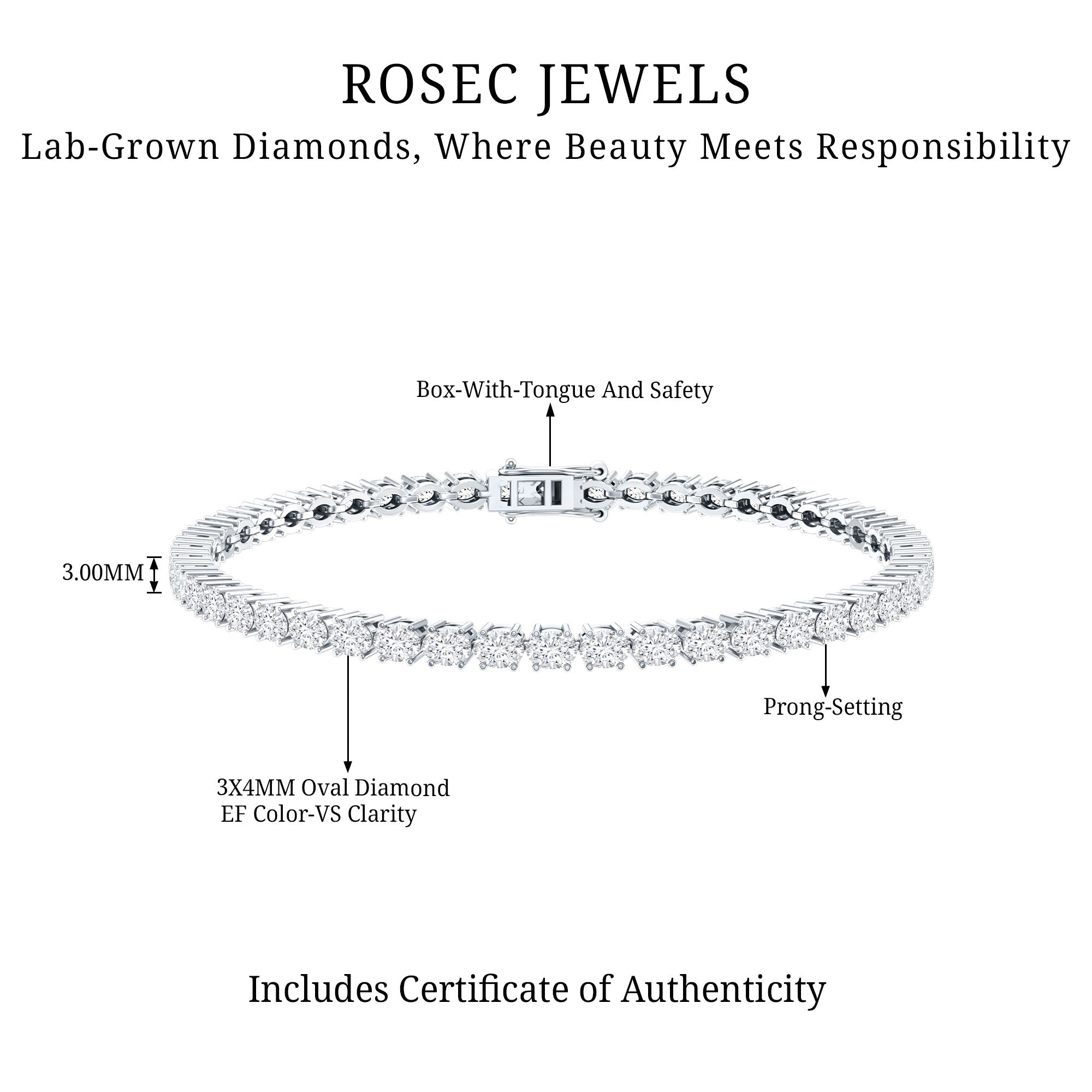 East West Oval Lab Grown Diamond Tennis Bracelet