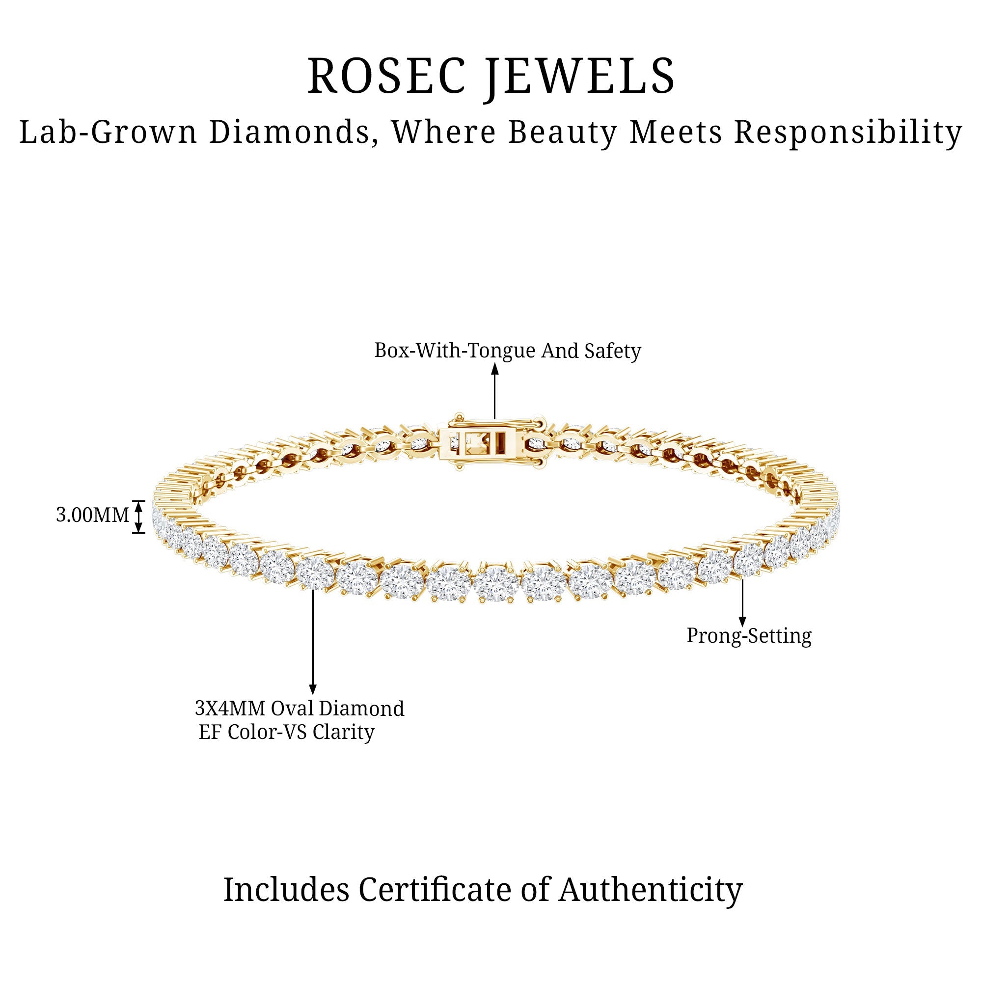 East West Oval Lab Grown Diamond Tennis Bracelet