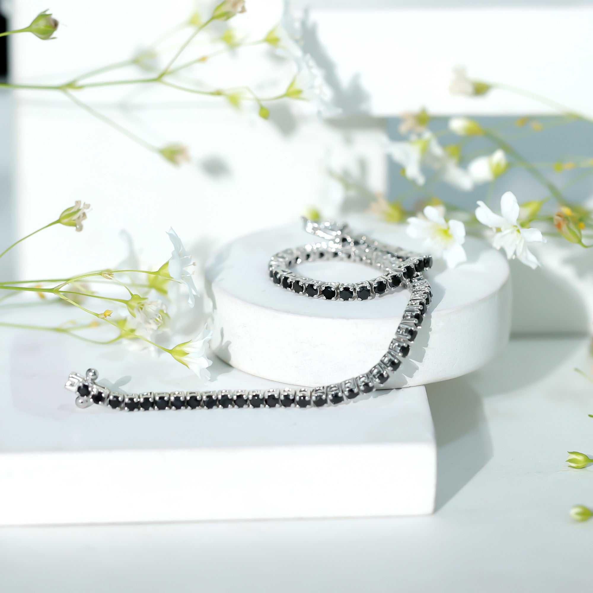 Certified Round Cut Lab Grown Black Diamond Tennis Bracelet