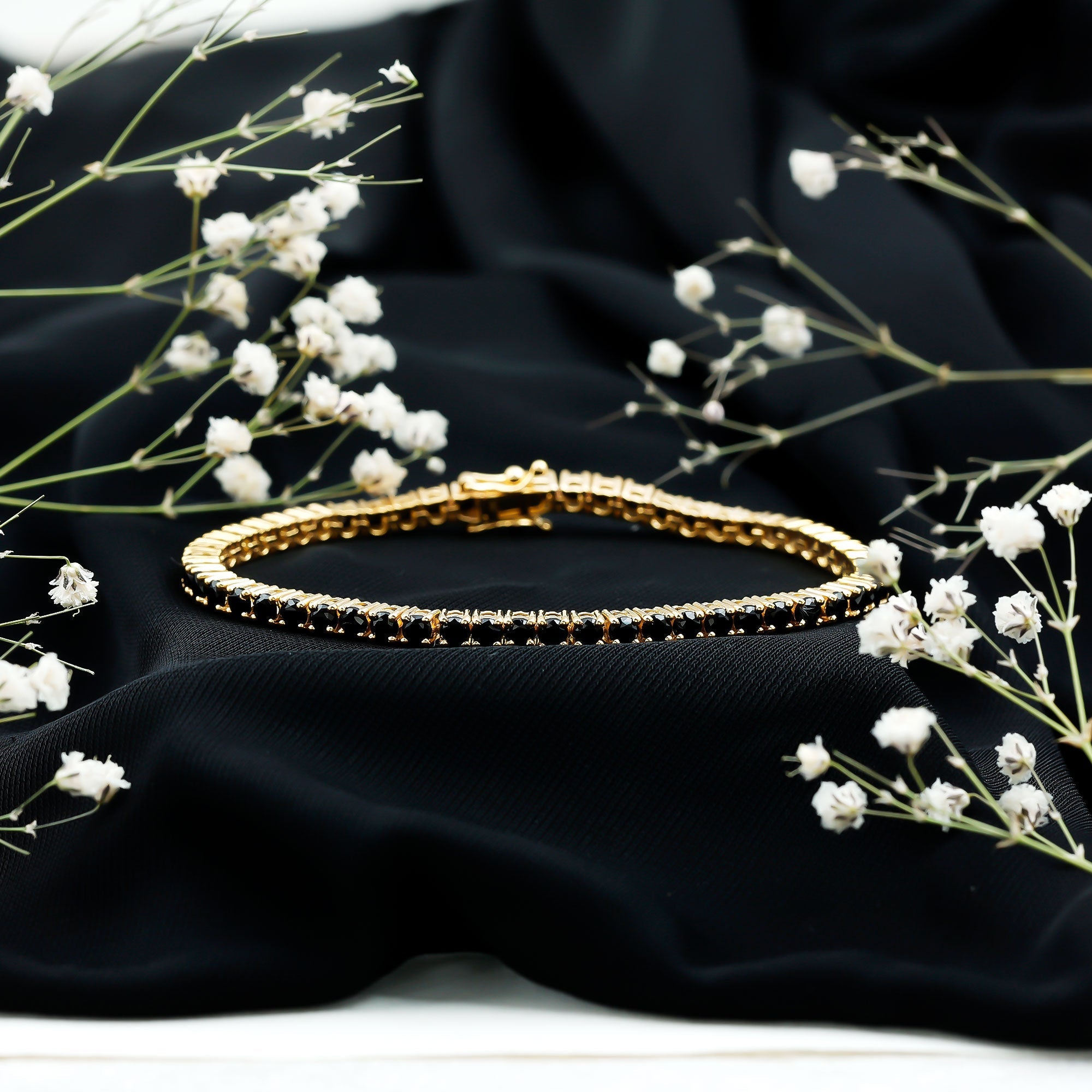 Certified Round Cut Lab Grown Black Diamond Tennis Bracelet