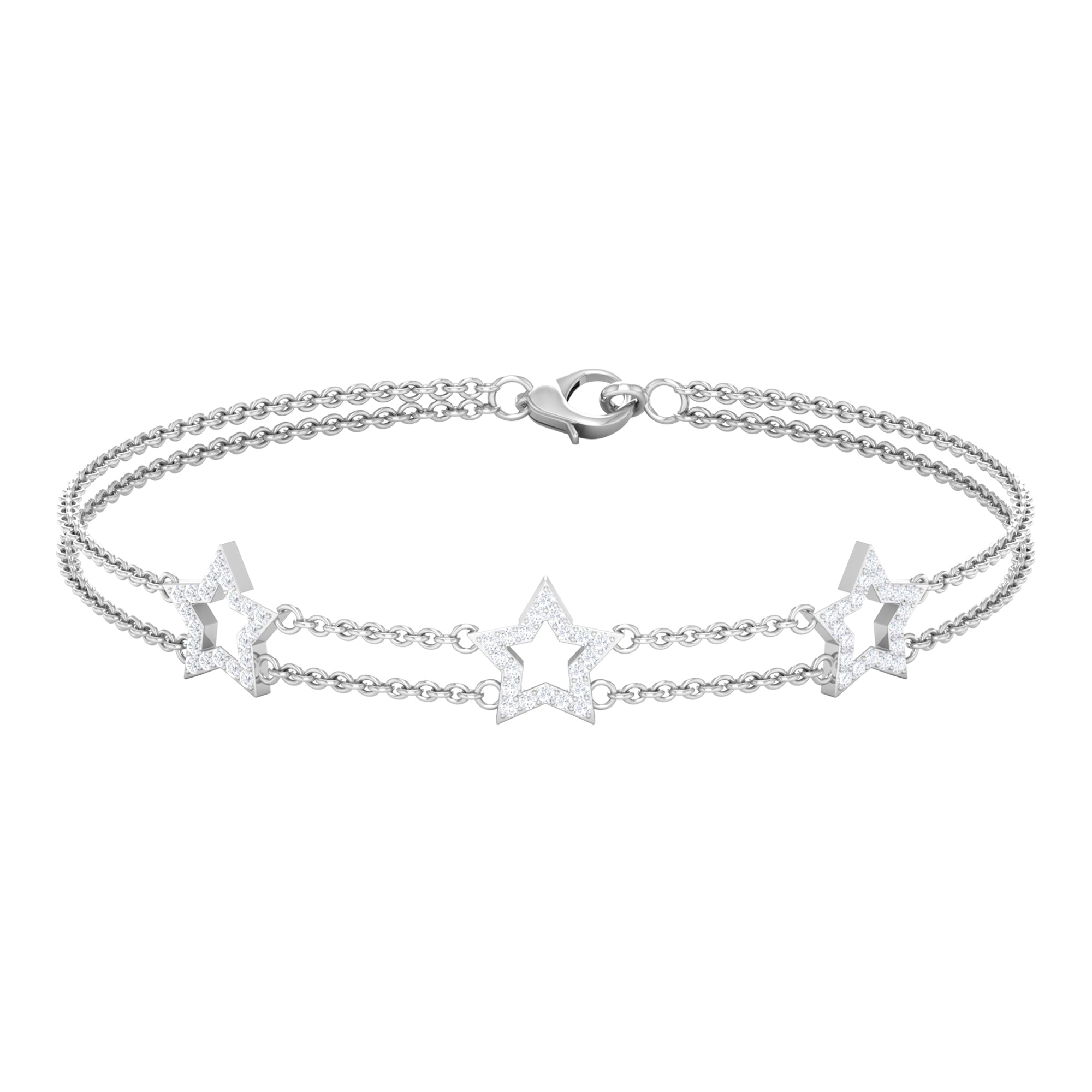 Certified Diamond Star Double Chain Bracelet