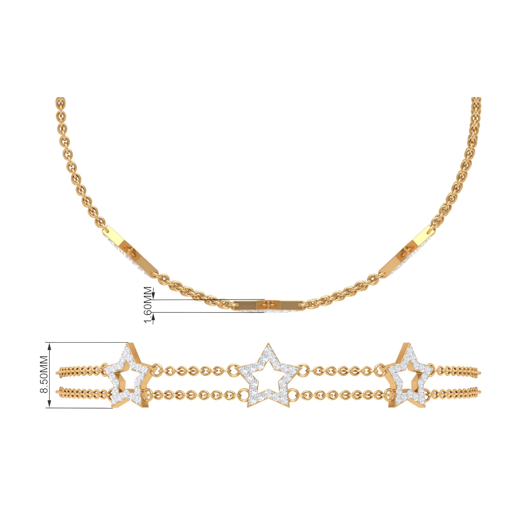 Certified Diamond Star Double Chain Bracelet