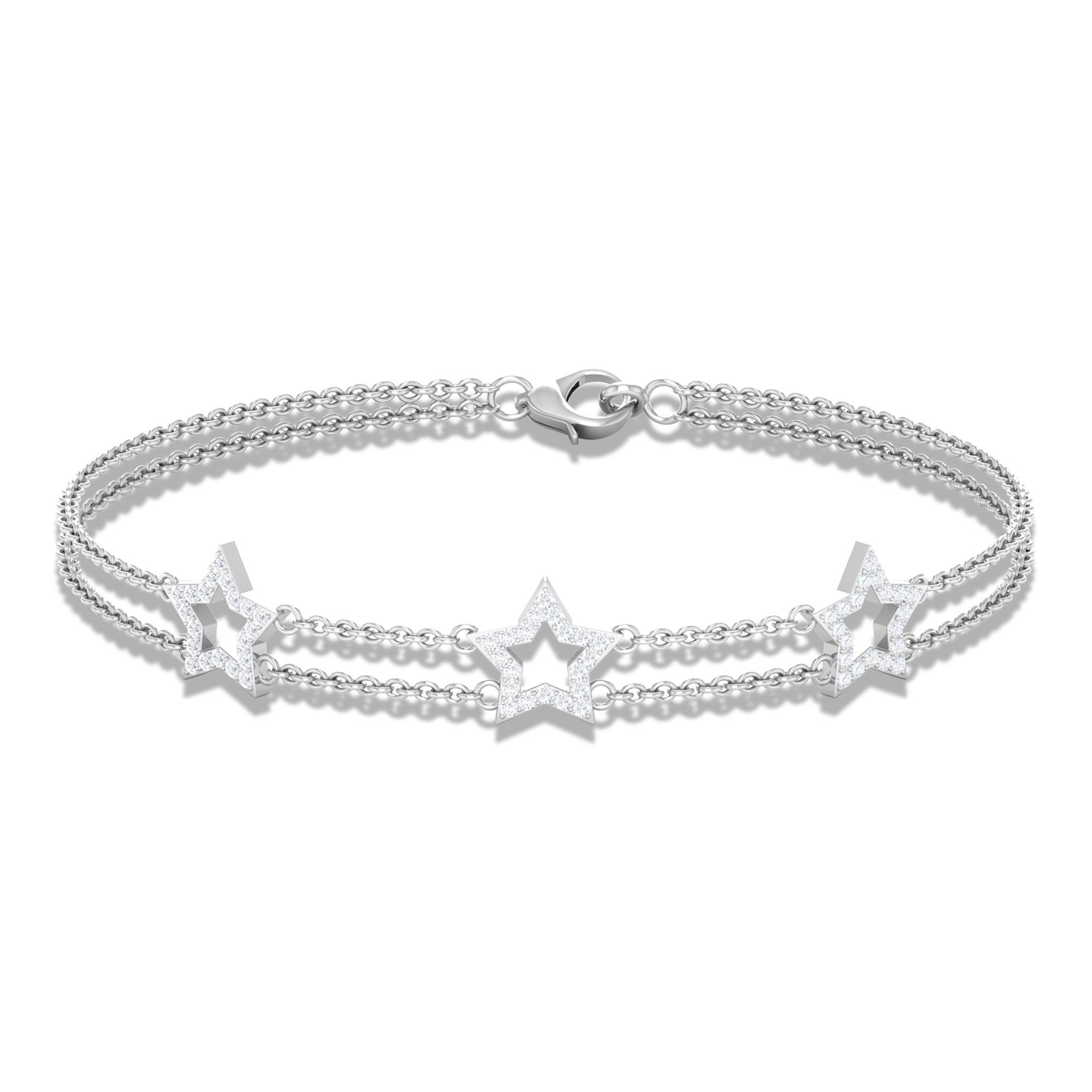Certified Diamond Star Double Chain Bracelet