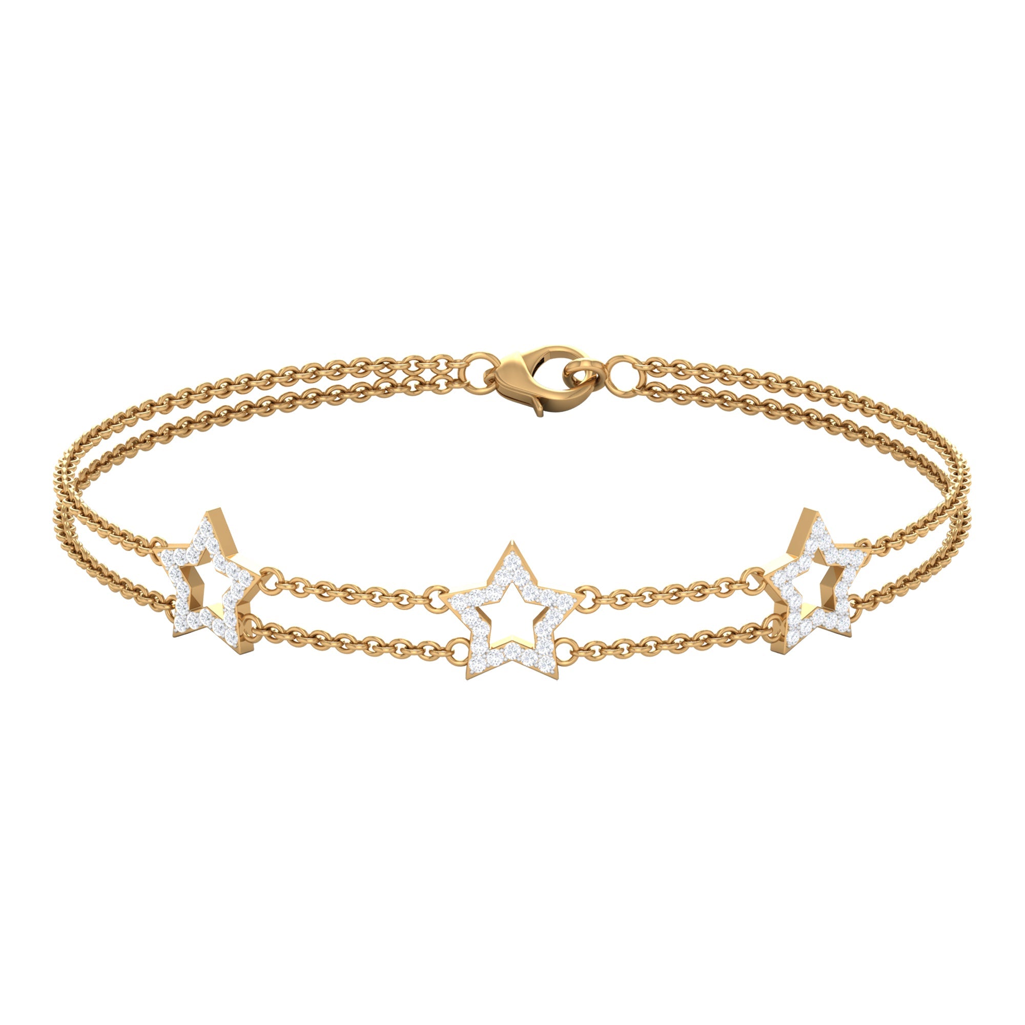 Certified Diamond Star Double Chain Bracelet