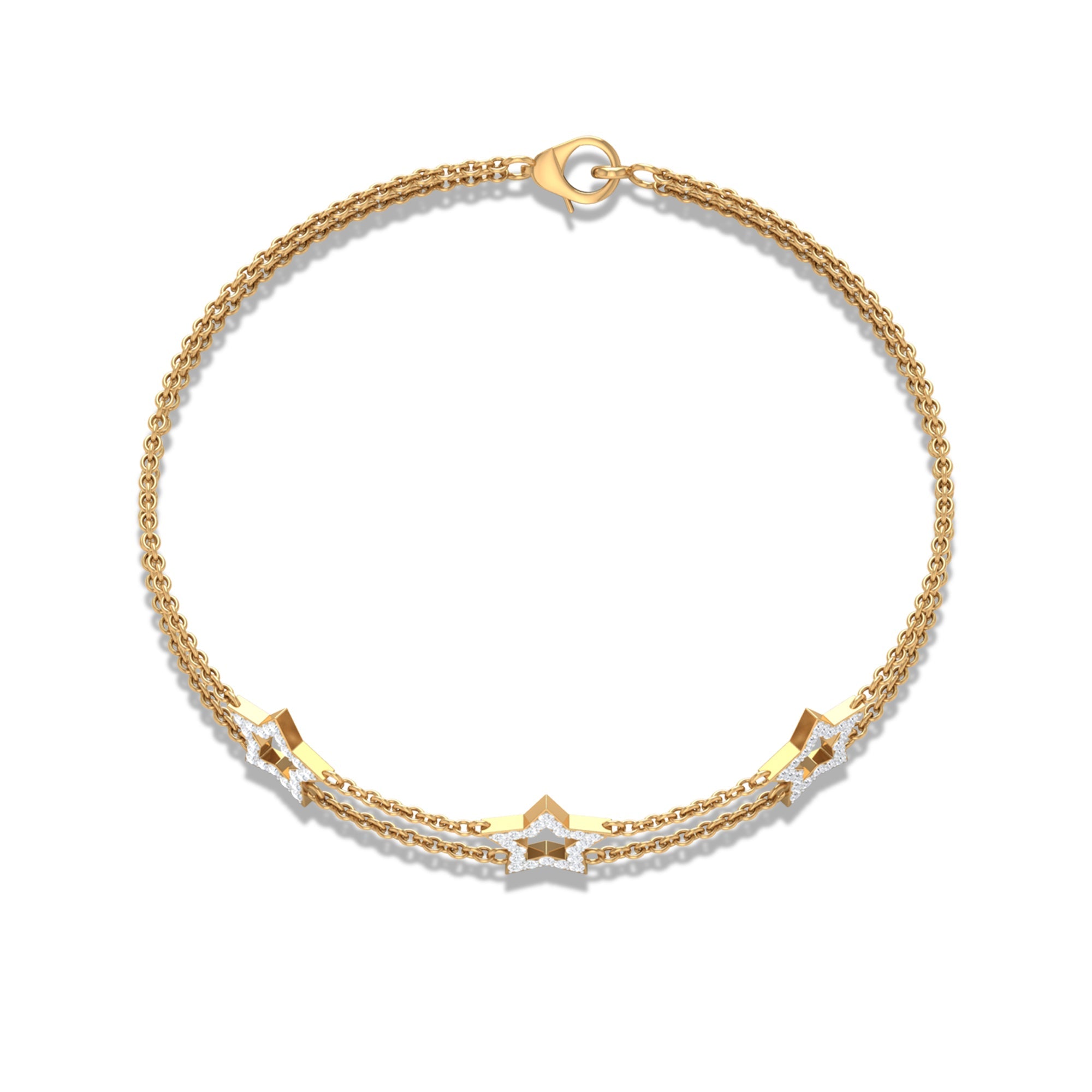 Certified Diamond Star Double Chain Bracelet