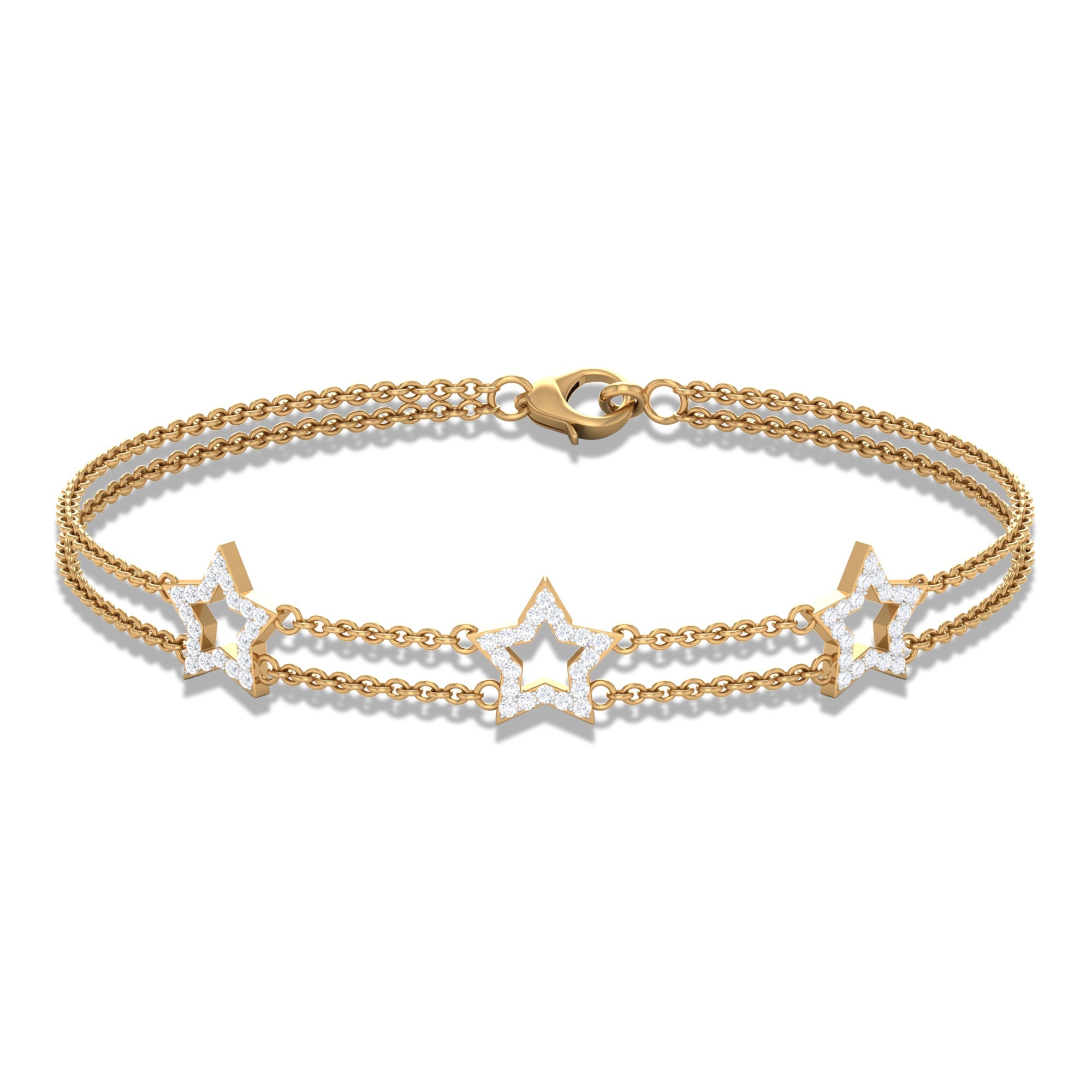 Certified Diamond Star Double Chain Bracelet