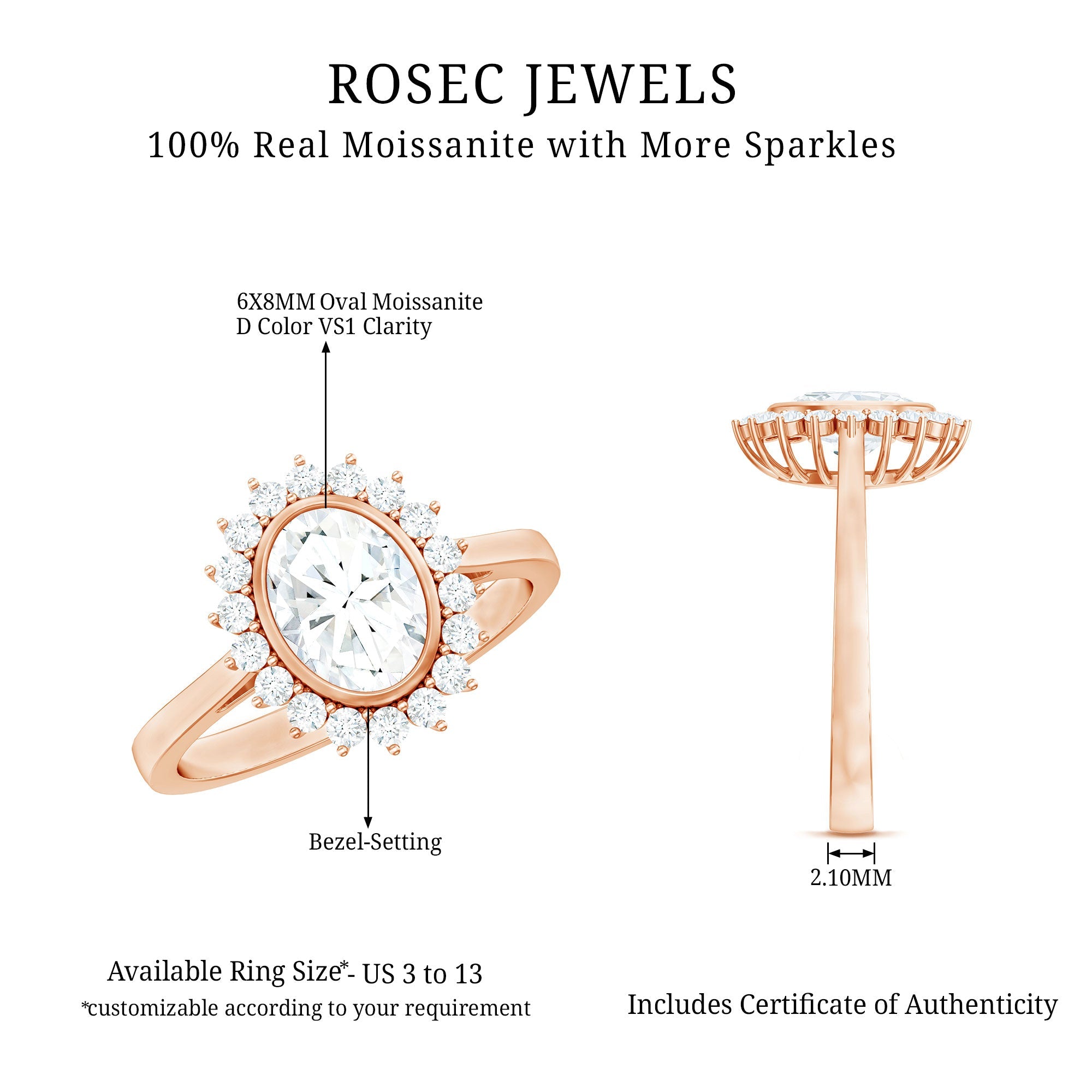 Oval Halo Engagement Ring with Moissanite