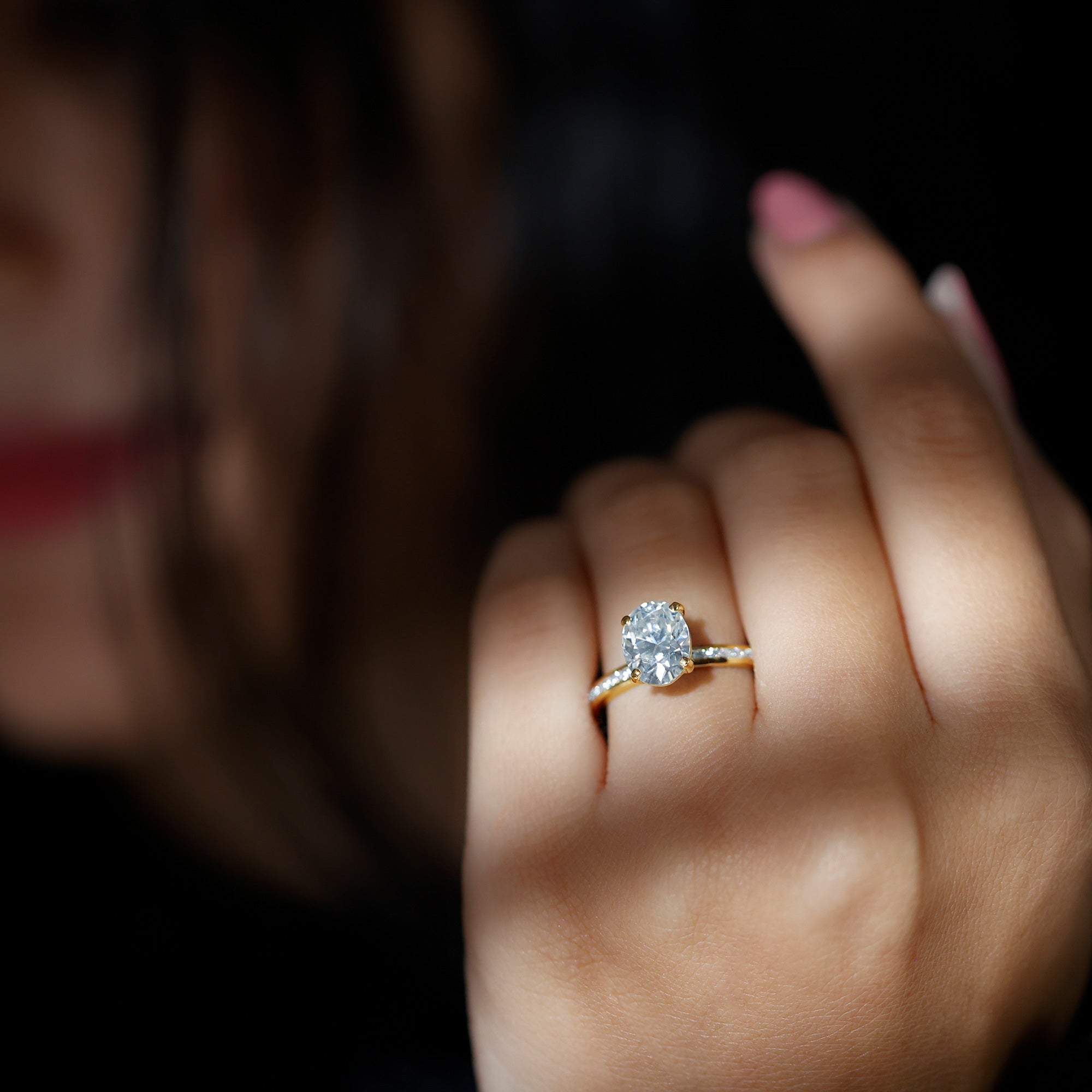 IGI Certified 2 Carat Lab Grown Diamond Oval Engagement Ring With Side Stones