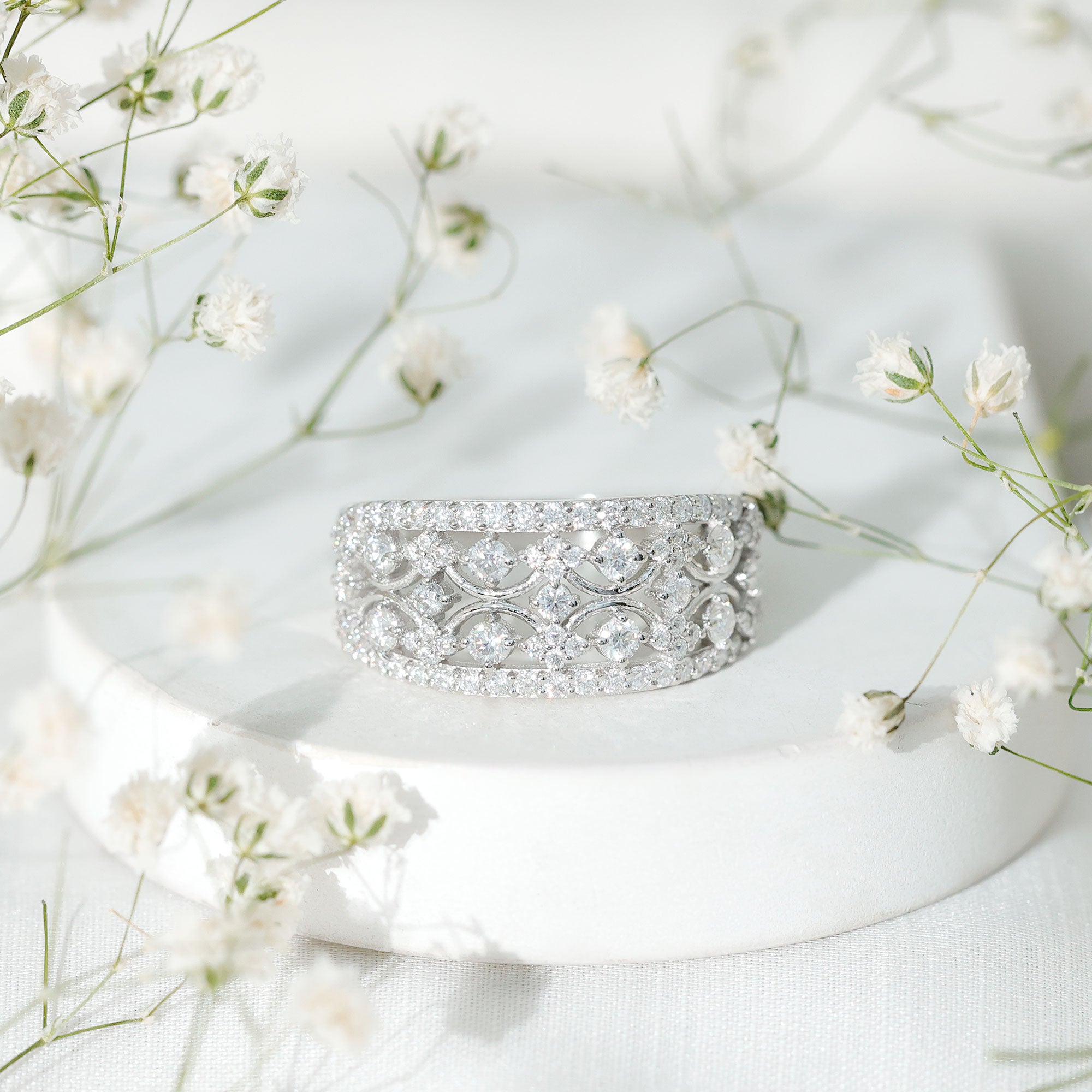 Certified Moissanite Vintage Wedding Band Ring