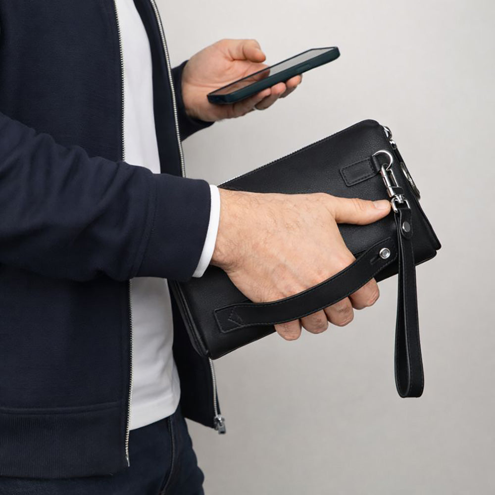 Lupus Leather Clutch Bag – Genuine Leather Wrist Clutch for Men & Women for Everyday Elegance | Minimal & Handcrafted