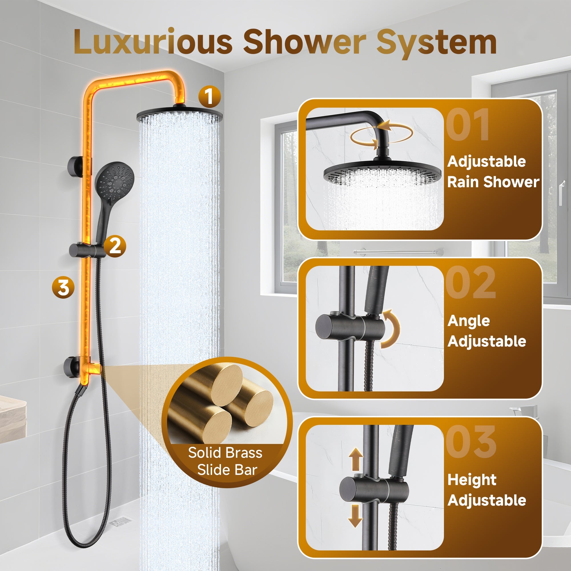 Shower System With Rain shower and Handheld Shower head,Hose